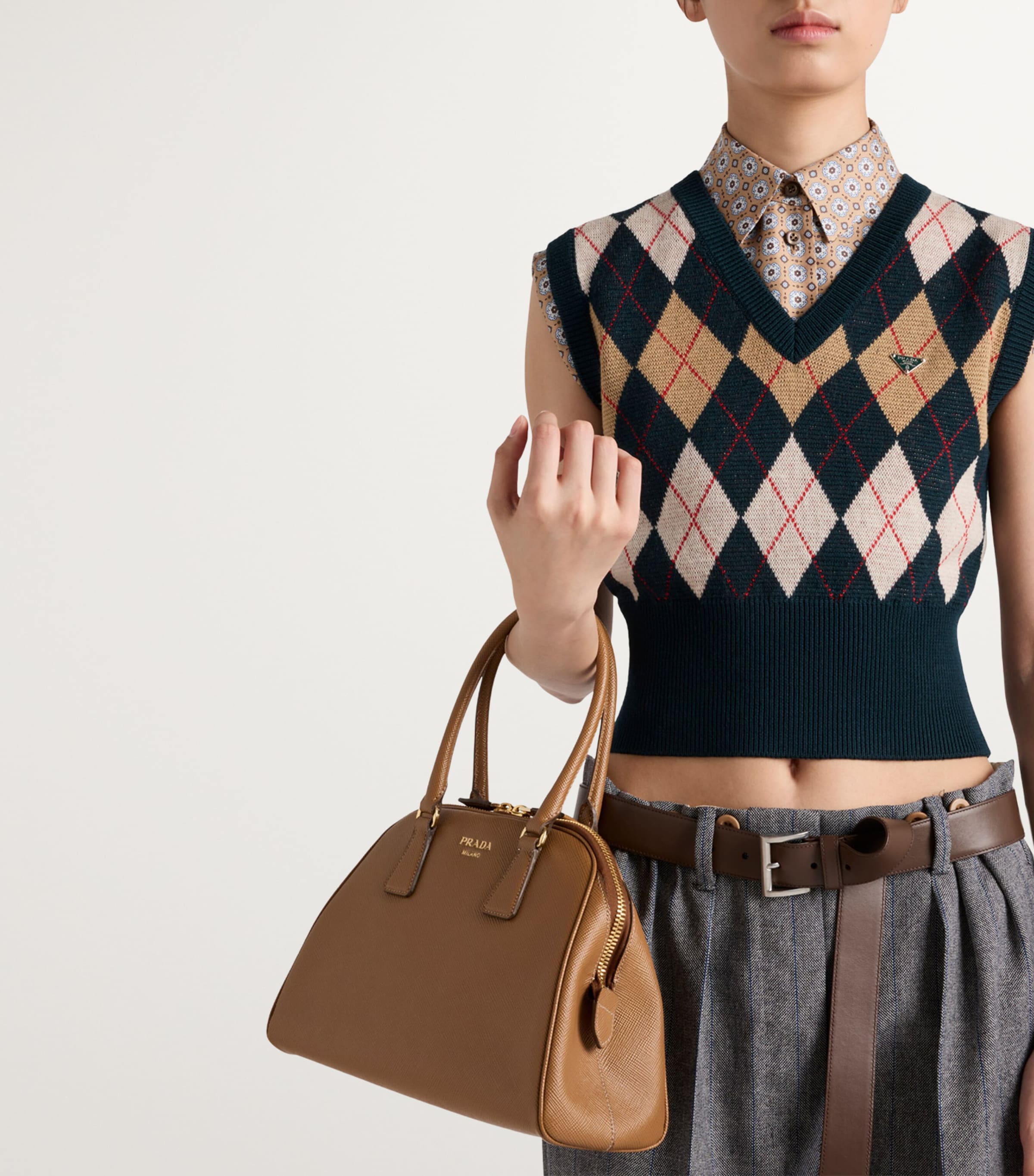 Prada Medium Saffiano Leather Top-Handle Bag Image 2