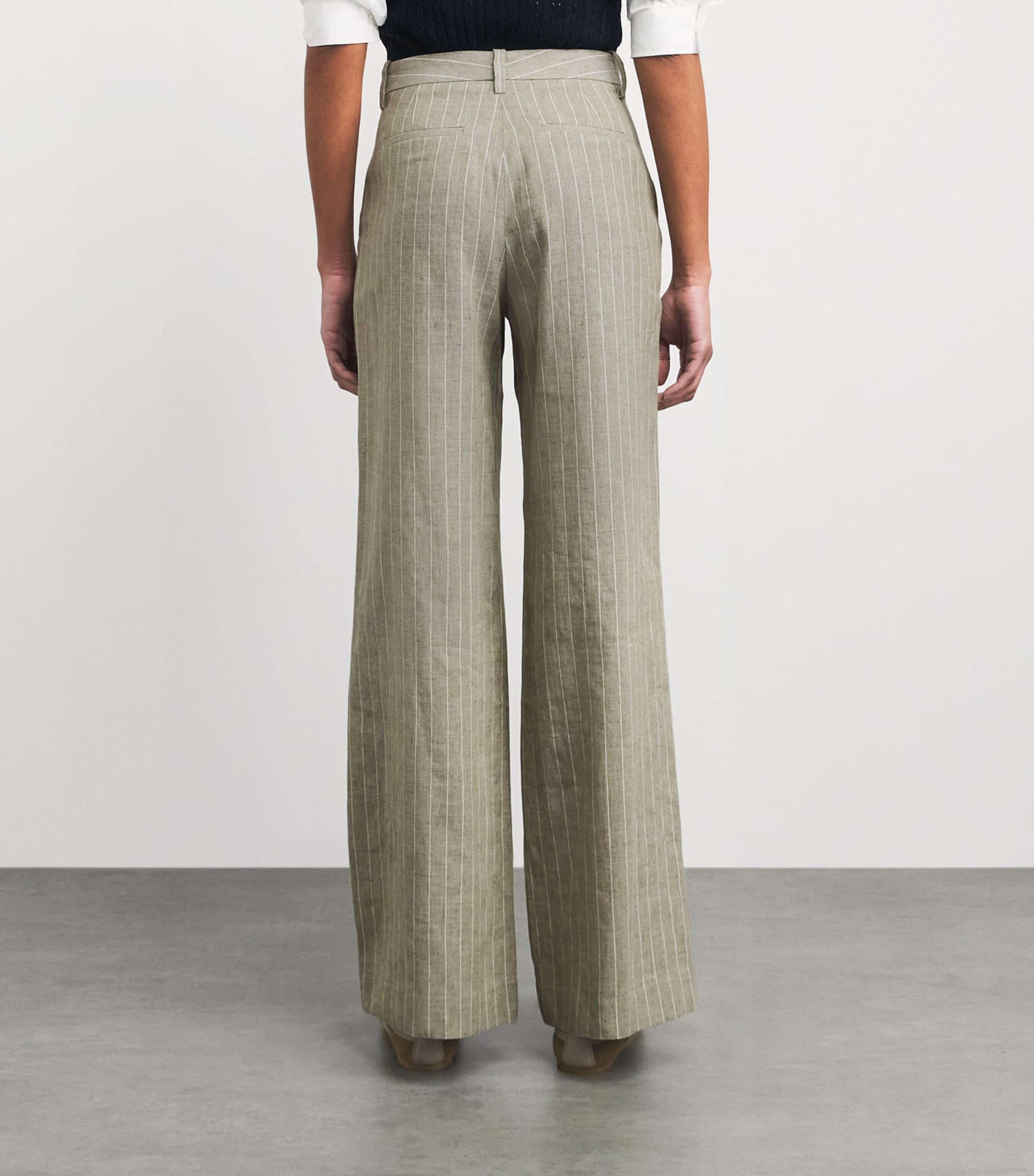 Maje Womens Linen-Cotton Blend Tailored Trousers Khaki Image 5