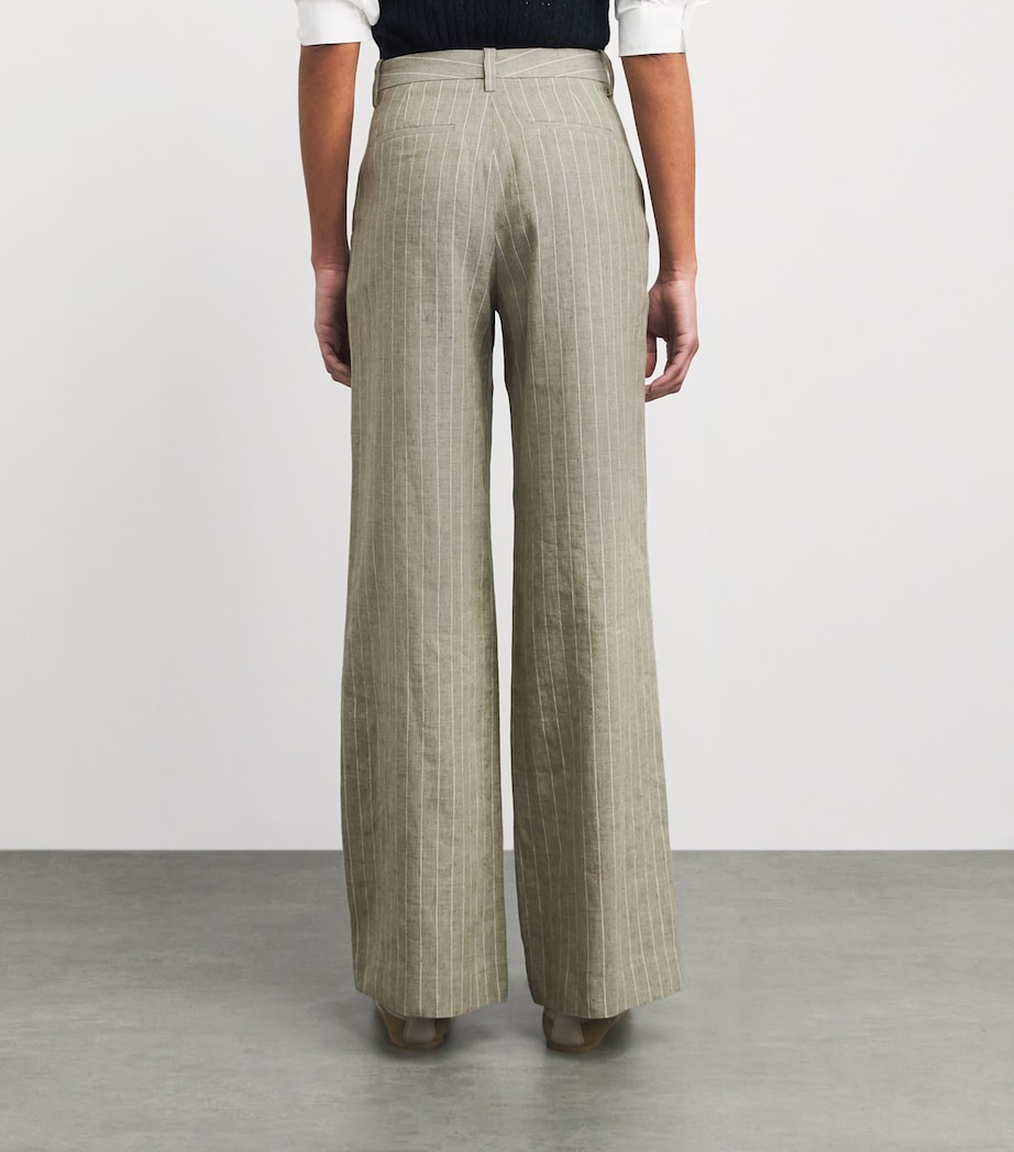 Maje Womens Linen-Cotton Blend Tailored Trousers Khaki Image 5