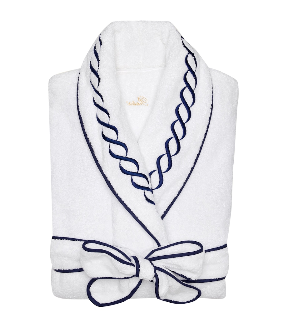 Cotton Treccia Bathrobe (Extra Large) WHITE/NAVY Image 2