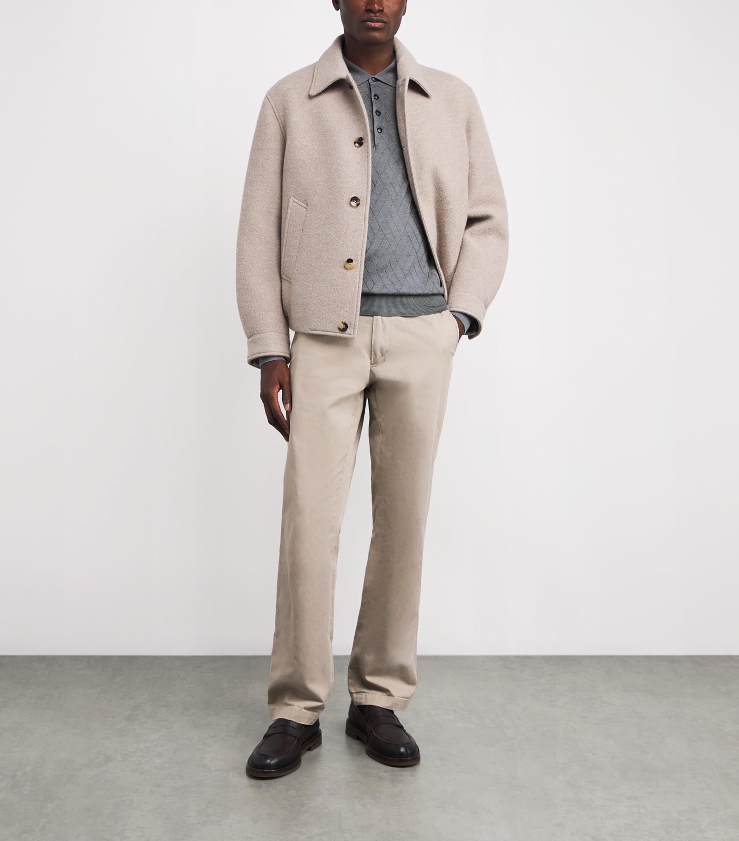 Wool Long-Sleeved Polo Shirt 21 LIGHT GREY Image 2