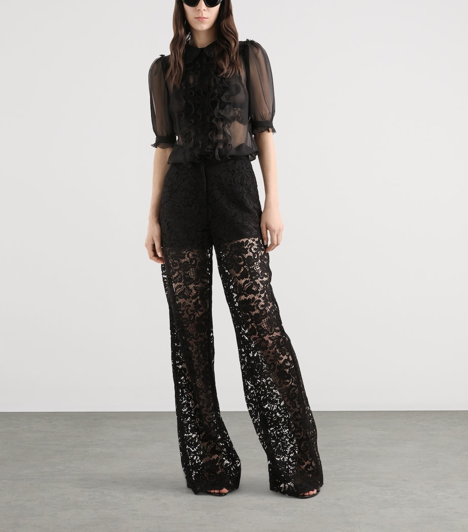 Dolce&Gabbana Womens Lace Wide-Leg Trousers Blac Image 2
