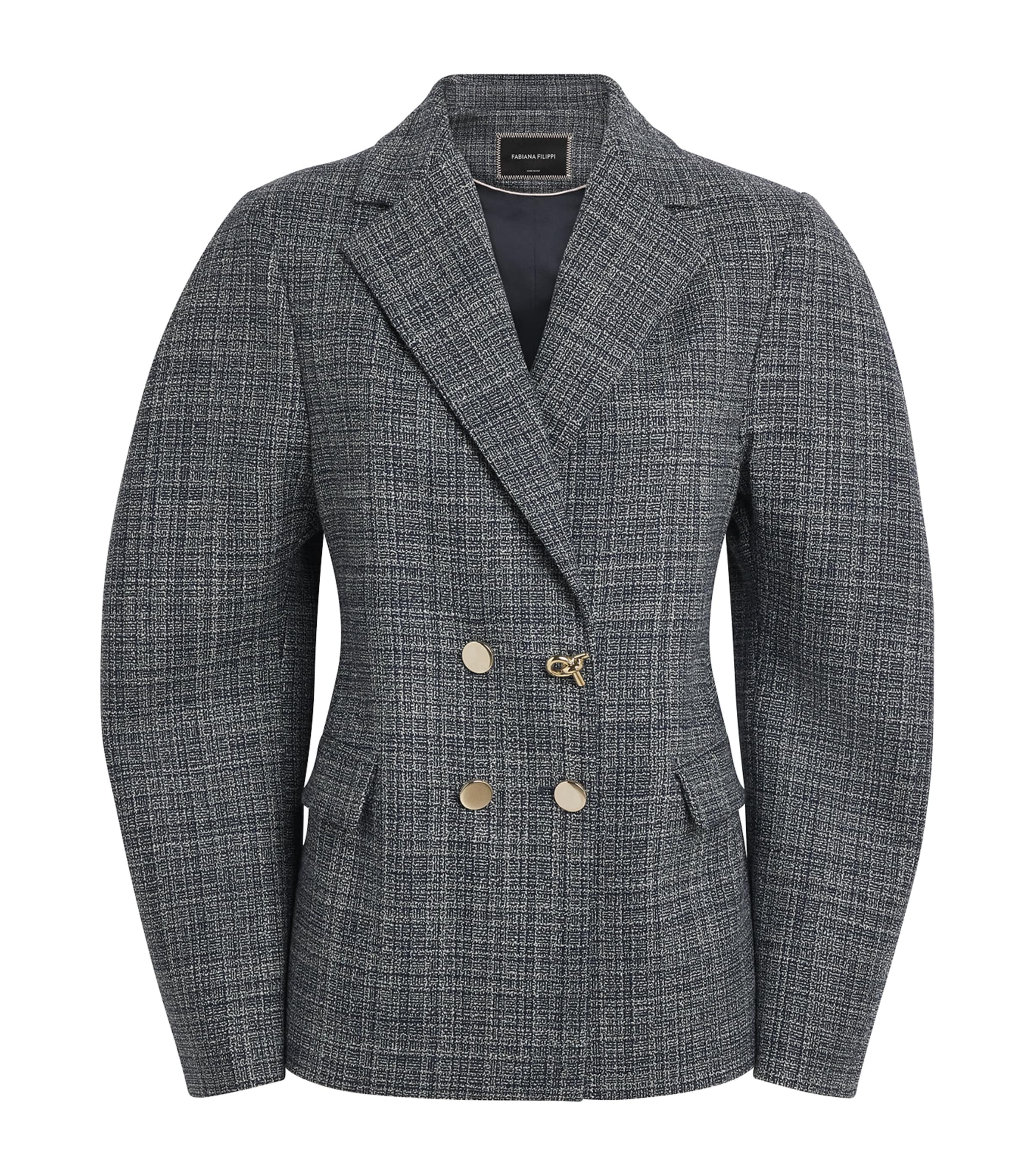 Fabiana Filippi Womens Virgin Wool Balloon Blazer Blu Notte Image 1