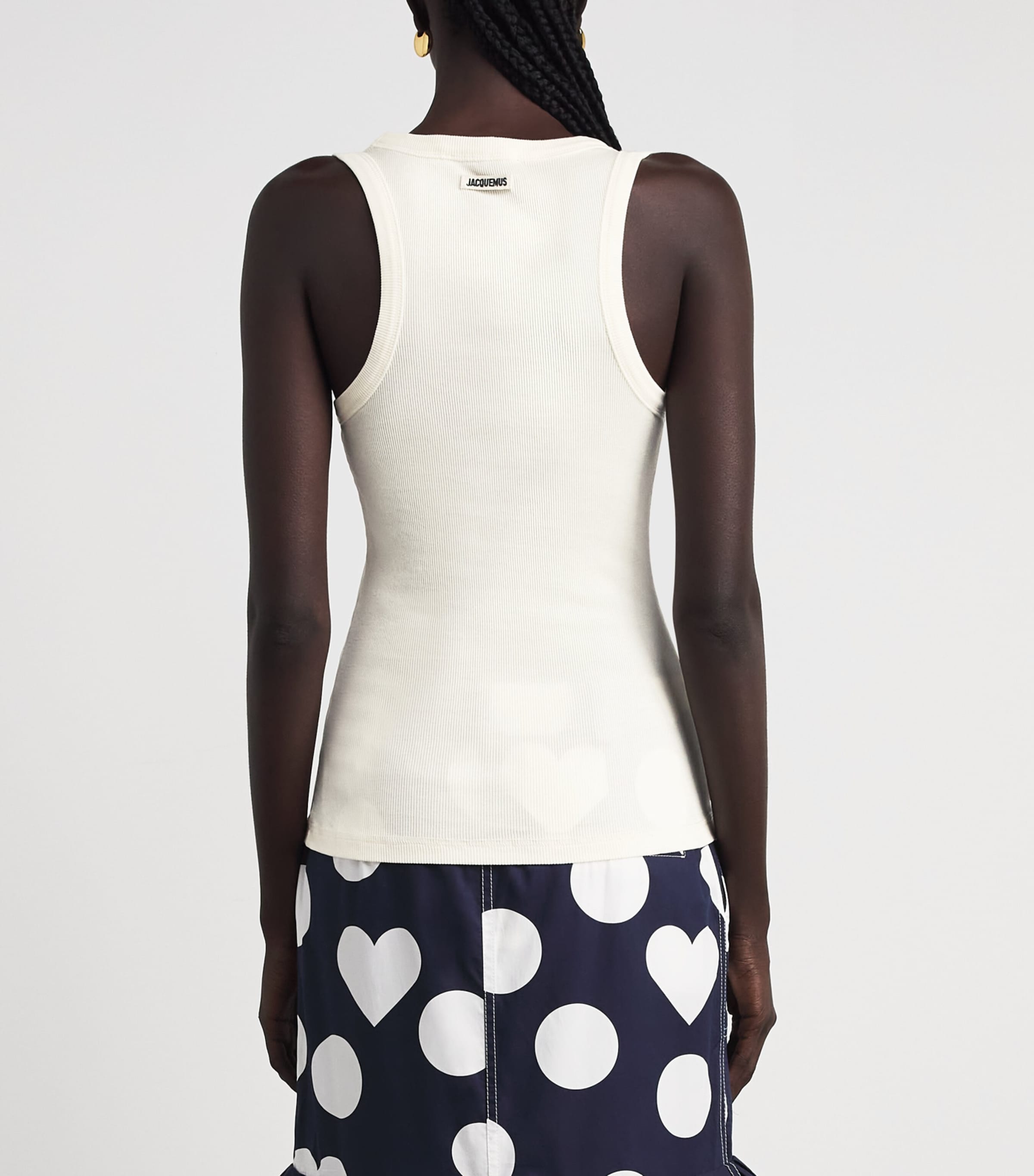 Jacquemus Womens Cotton Ribbed Tank Top White Image 5