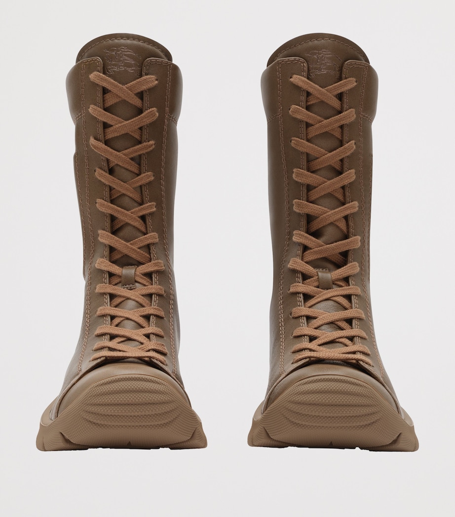 Burberry Leather Tone Lace-Up Boots Sun Baked Brown Image 2