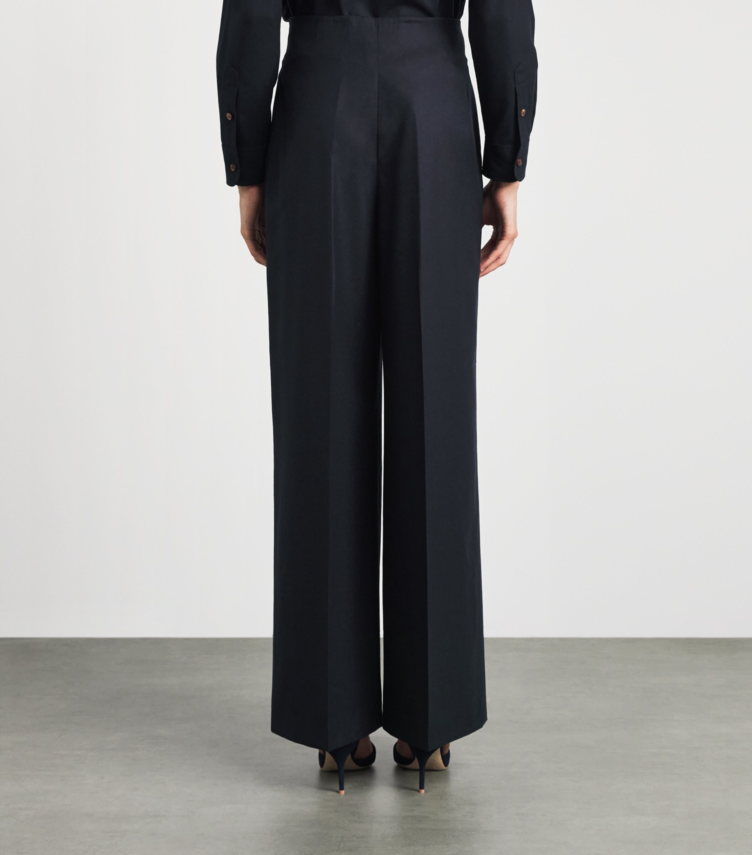 Lafayette 148 Womens Linen Thames Wide-Leg Trousers Ink Image 5