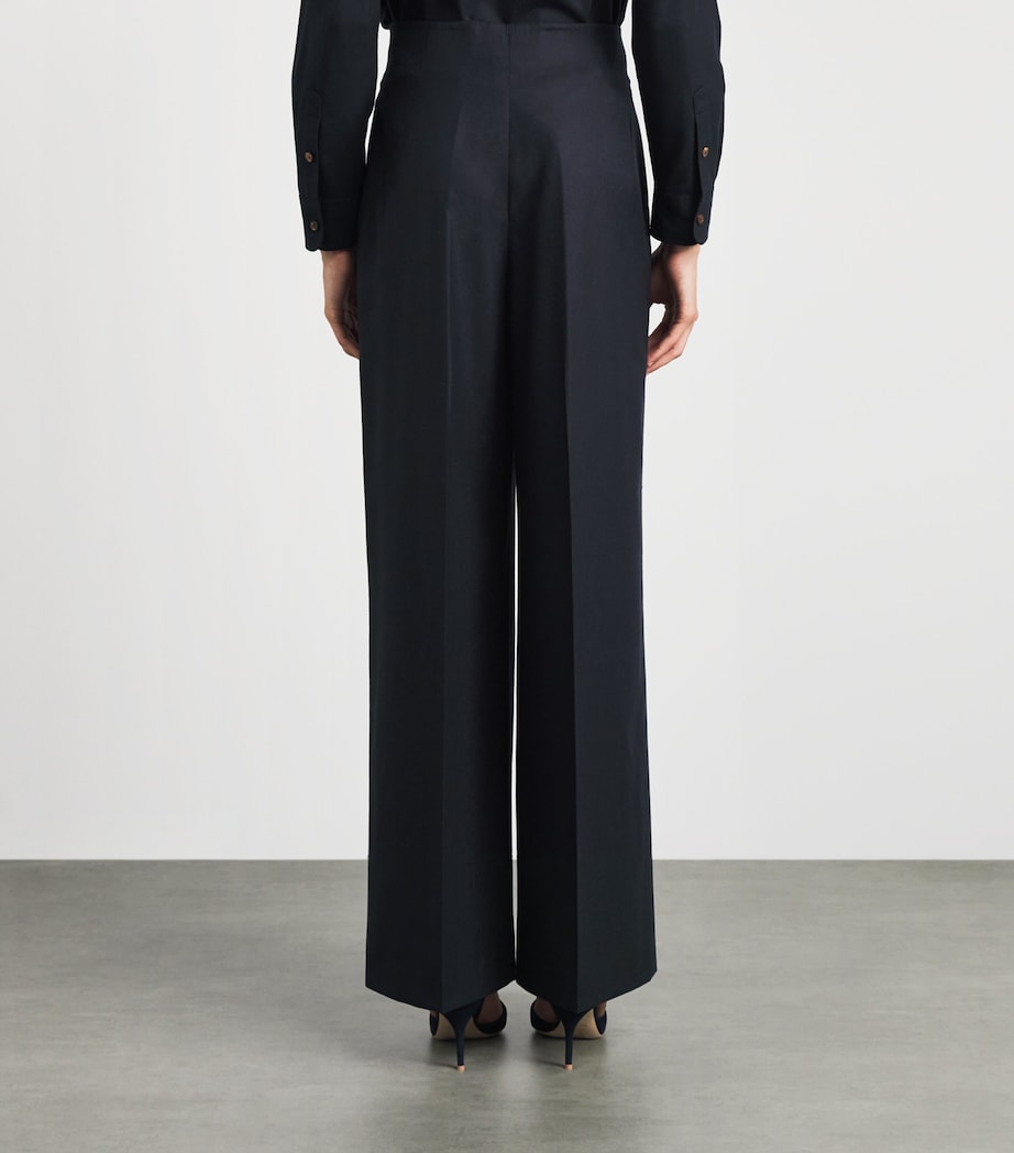 Lafayette 148 Womens Linen Thames Wide-Leg Trousers Ink Image 5
