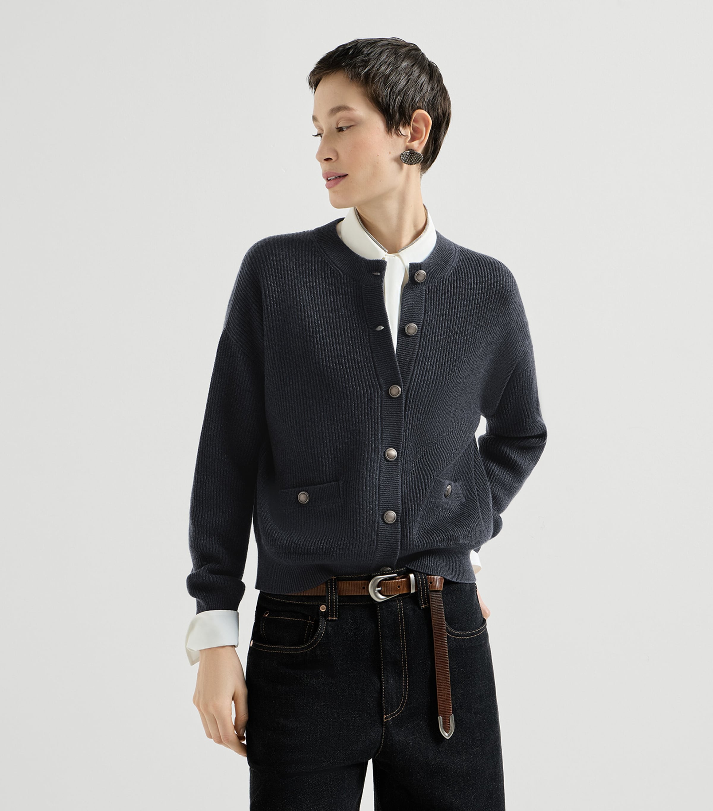 Brunello Cucinelli Womens Cashmere-Blend Cardigan Image 3