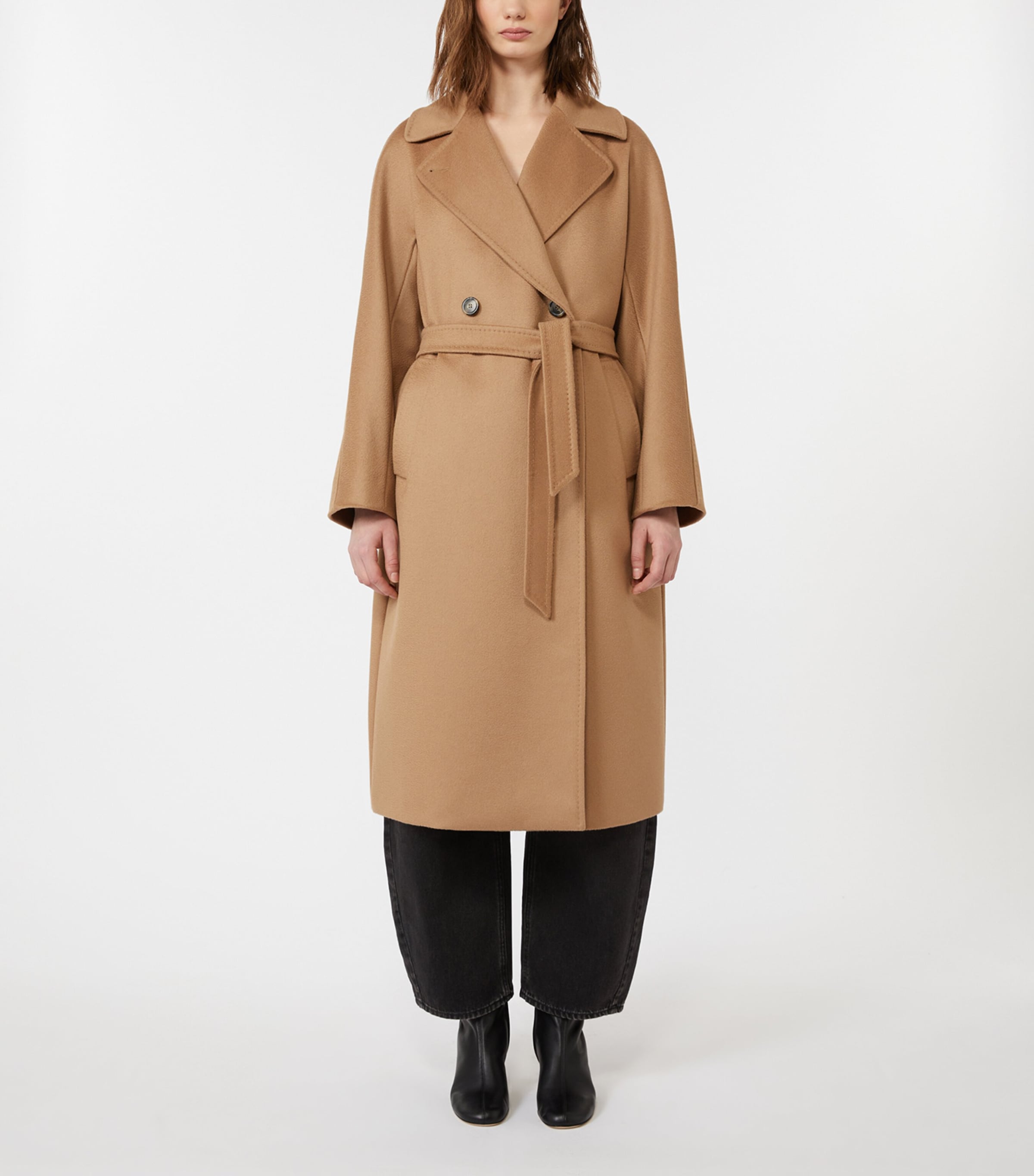 Weekend Max Mara Womens Virgin Wool Belted Coat Camel Image 3