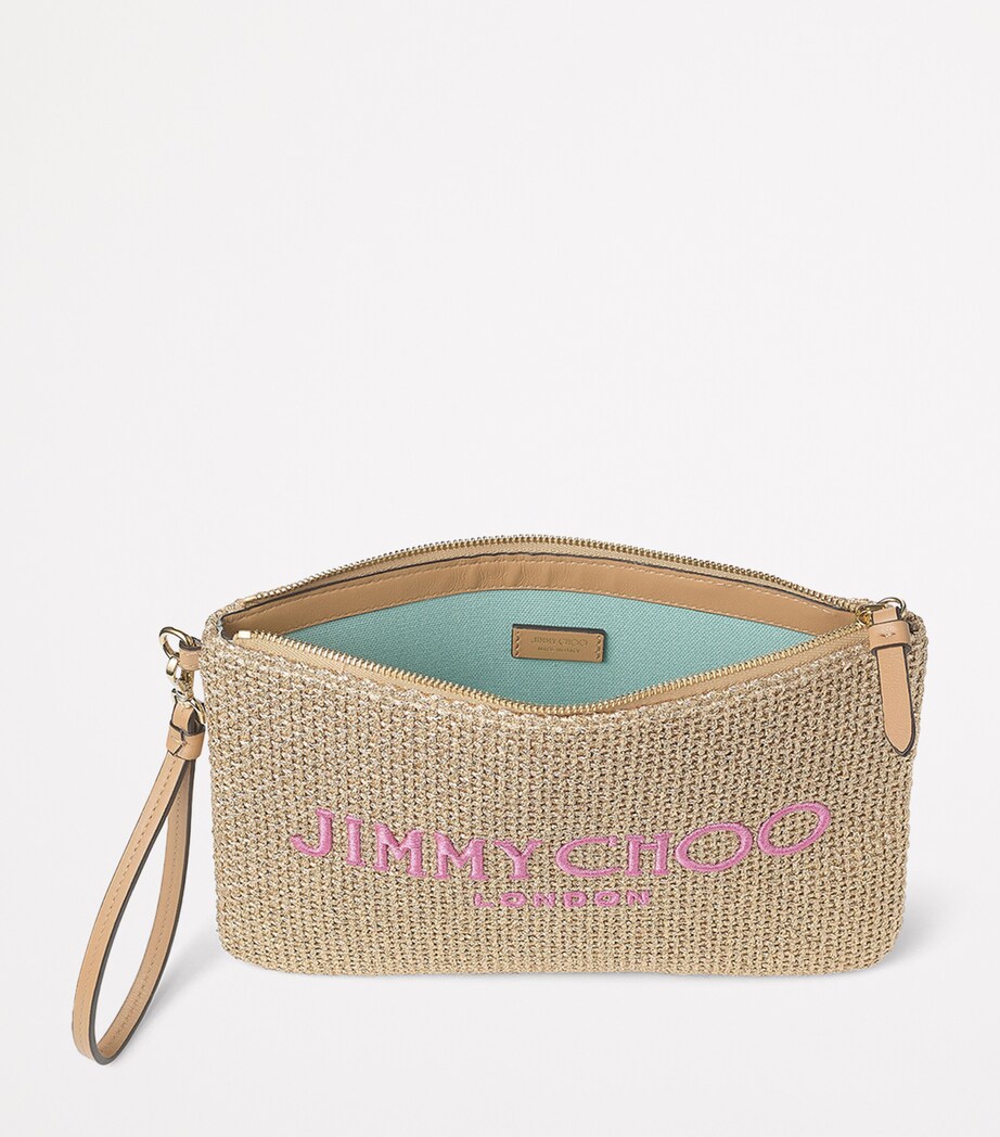 Raffia Zip-Up Pouch GOLD/FUCHSIA/LIGHT G Image 5