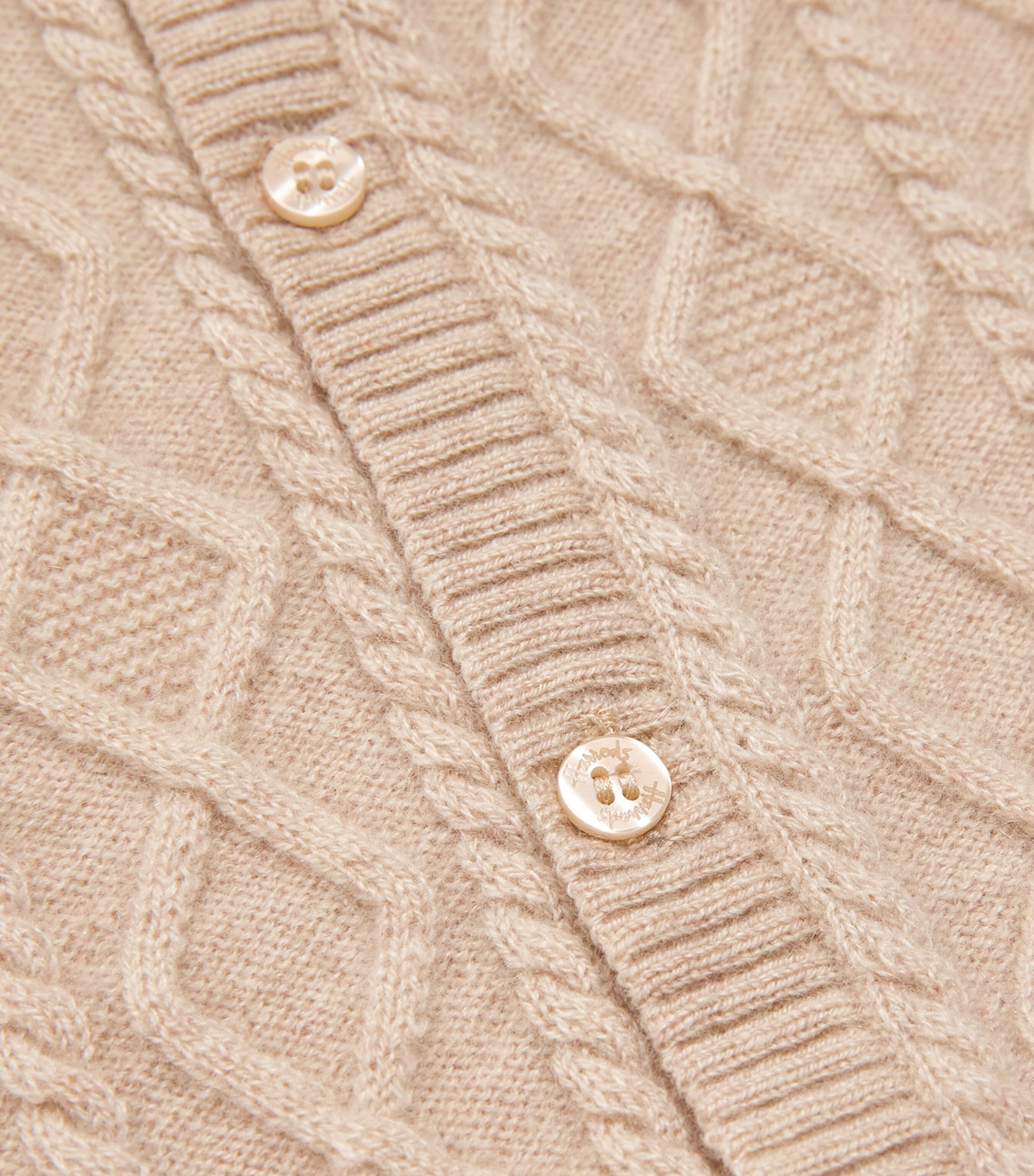 Harrods Cashmere Cable-Knit All-In-One (0-24 Months) Beige Image 3