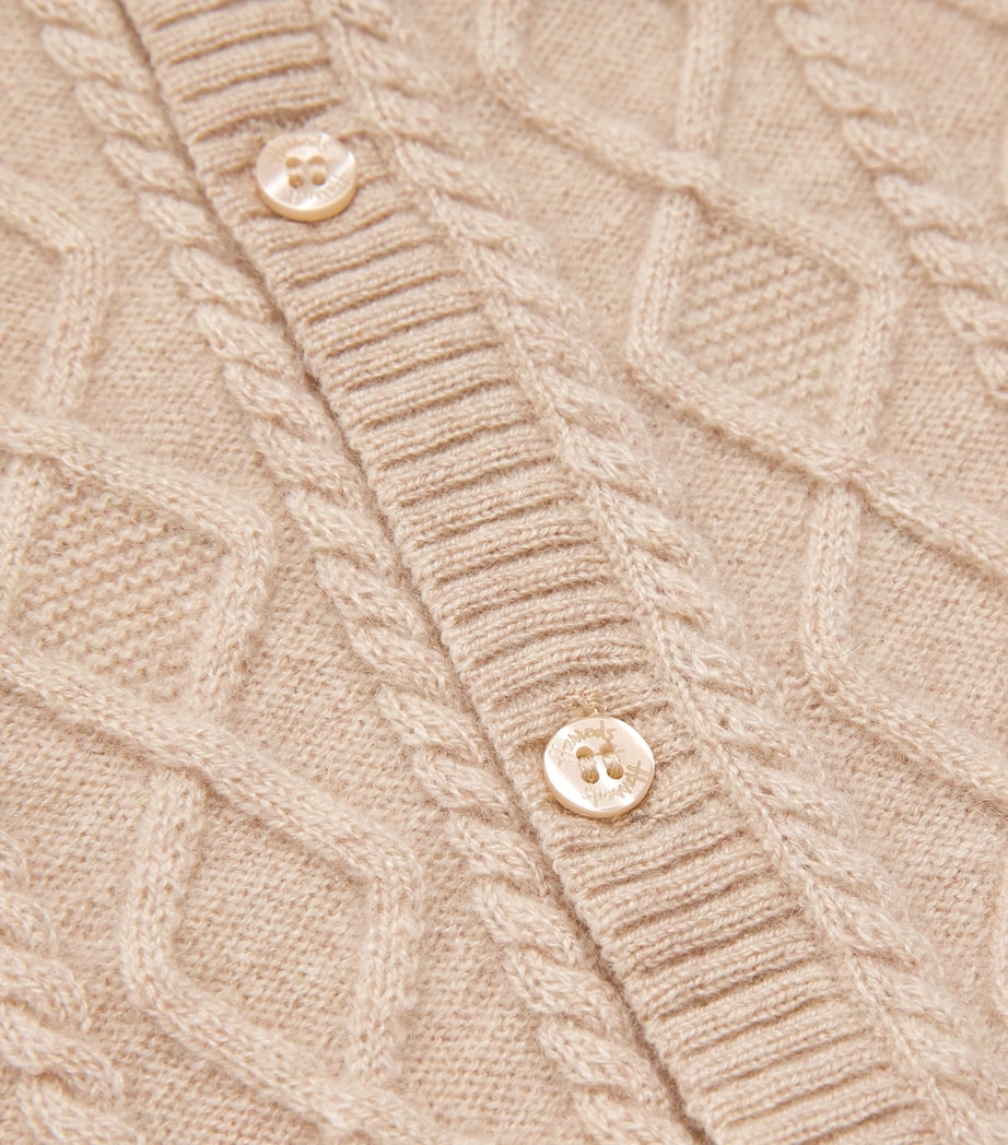 Harrods Cashmere Cable-Knit All-In-One (0-24 Months) Beige Image 3