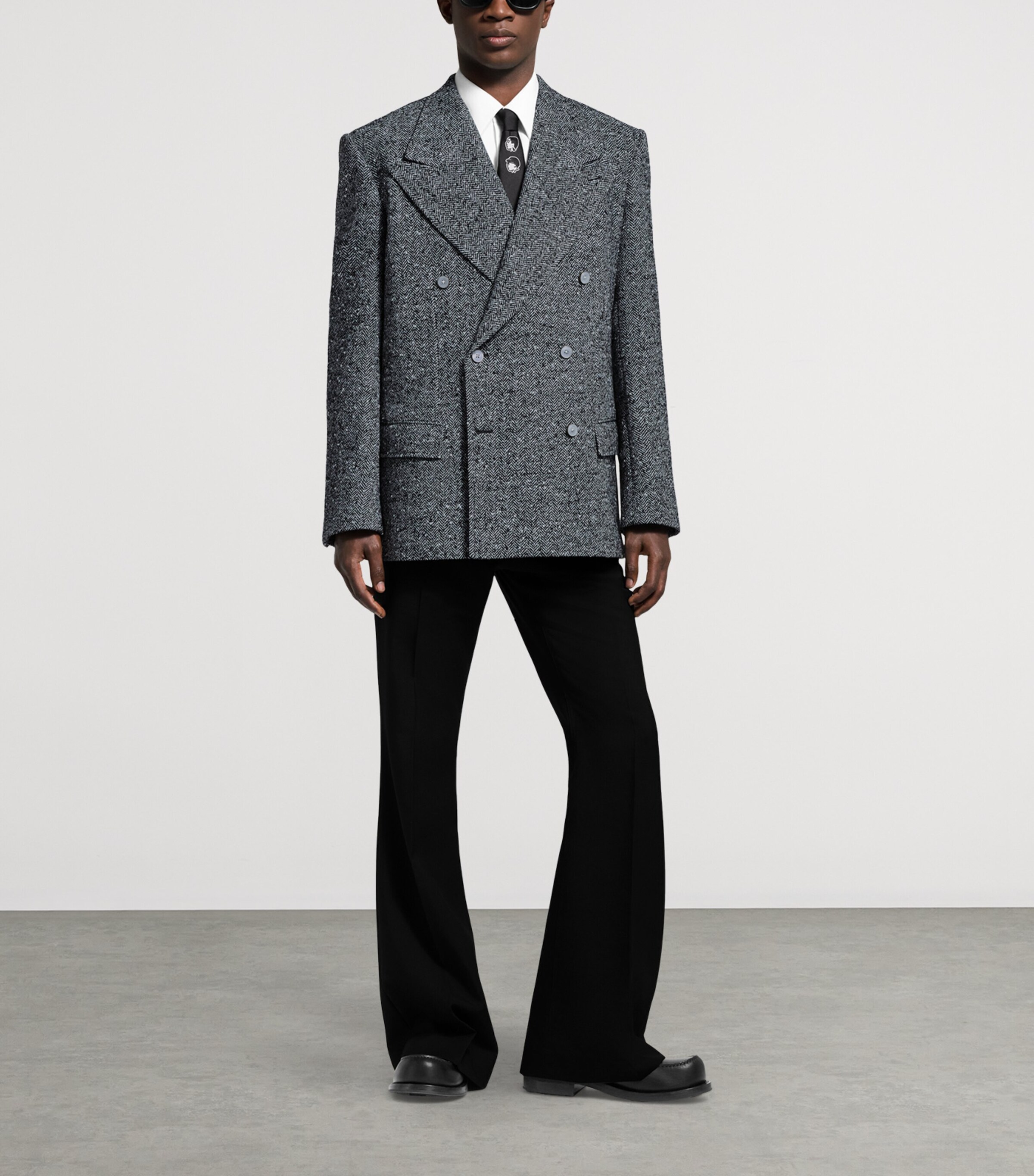 Wool-Mohair Flared Tailored Trousers BLACK Image 2
