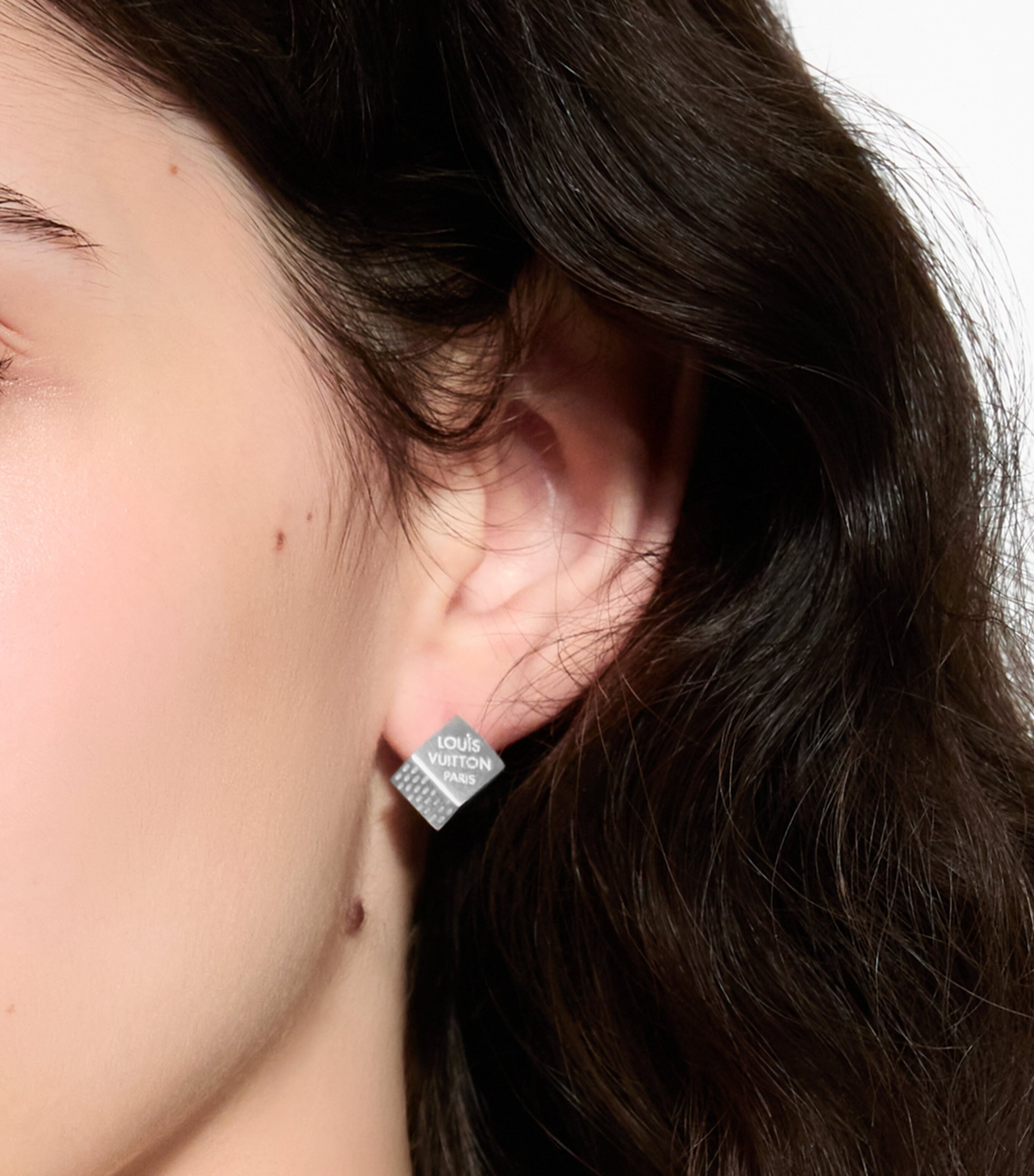 LOUIS VUITTON Sterling Silver Cube Earrings Silver Image 2