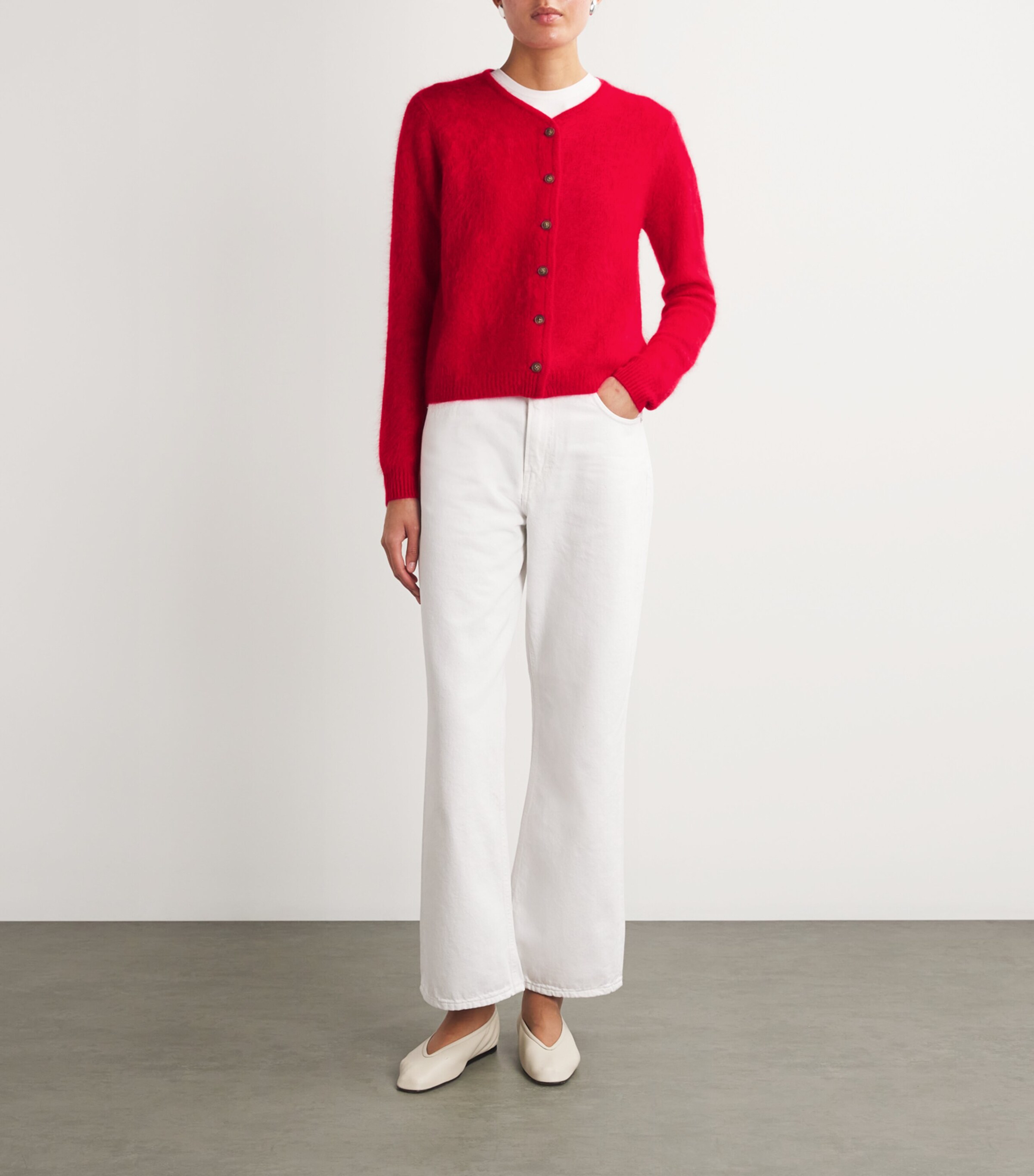 Guest In Residence Womens Cashmere Grizzly Cardigan True Red Image 2
