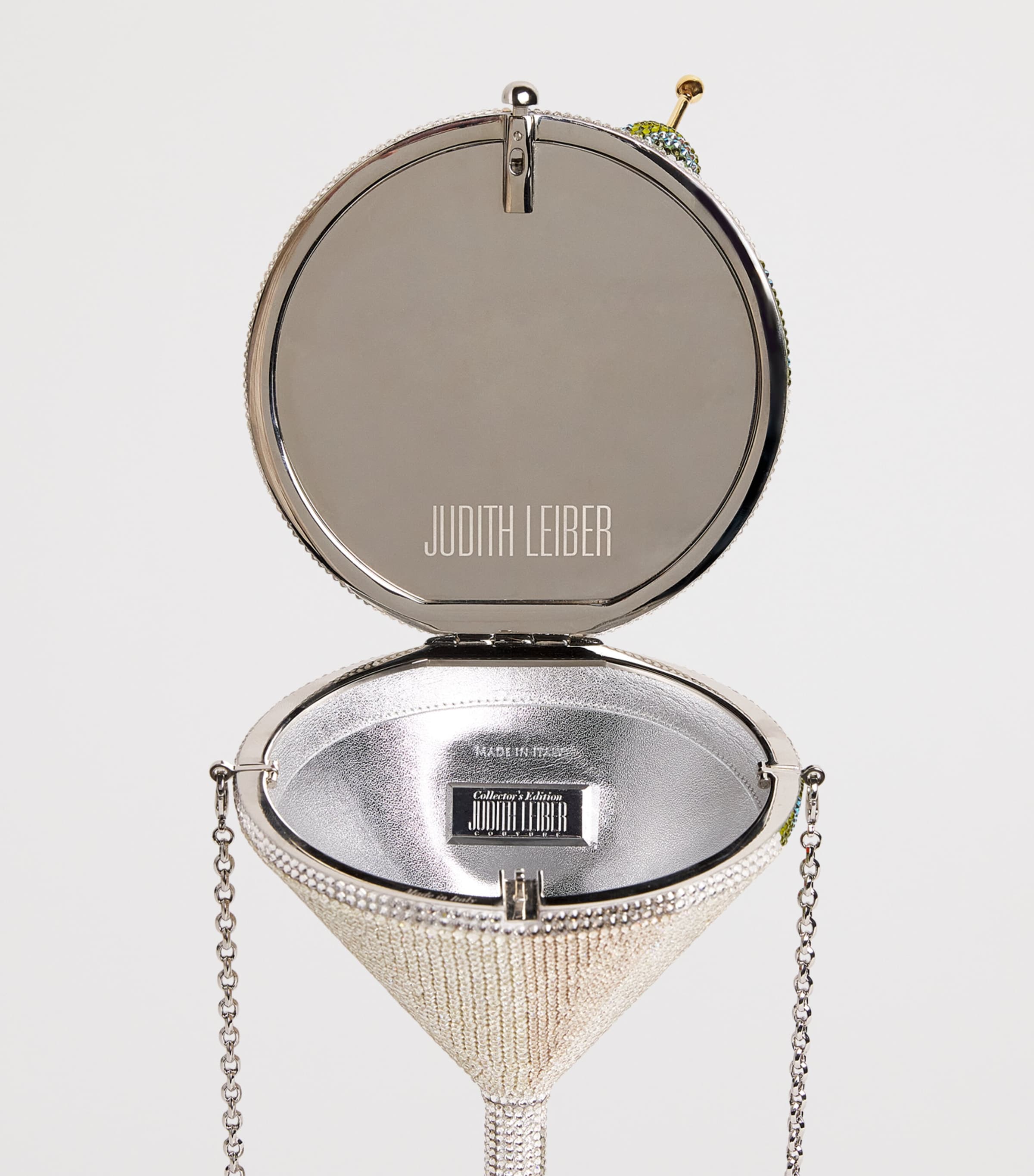 Judith Leiber Embellished Martini Clutch Bag Srhmt Silver Rhine Image 5
