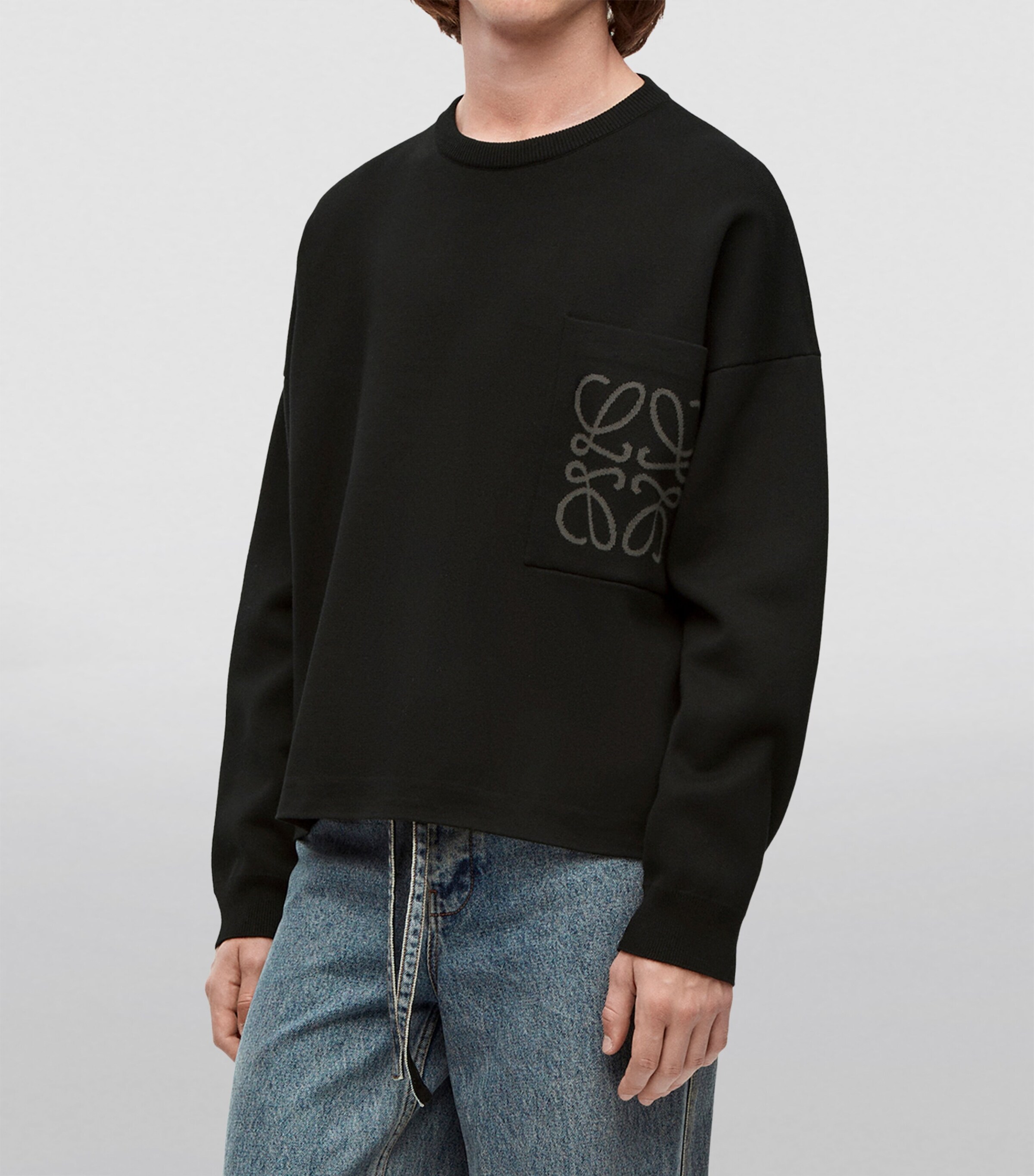 LOEWE Mens Anagram Pocket Sweater Black Image 3