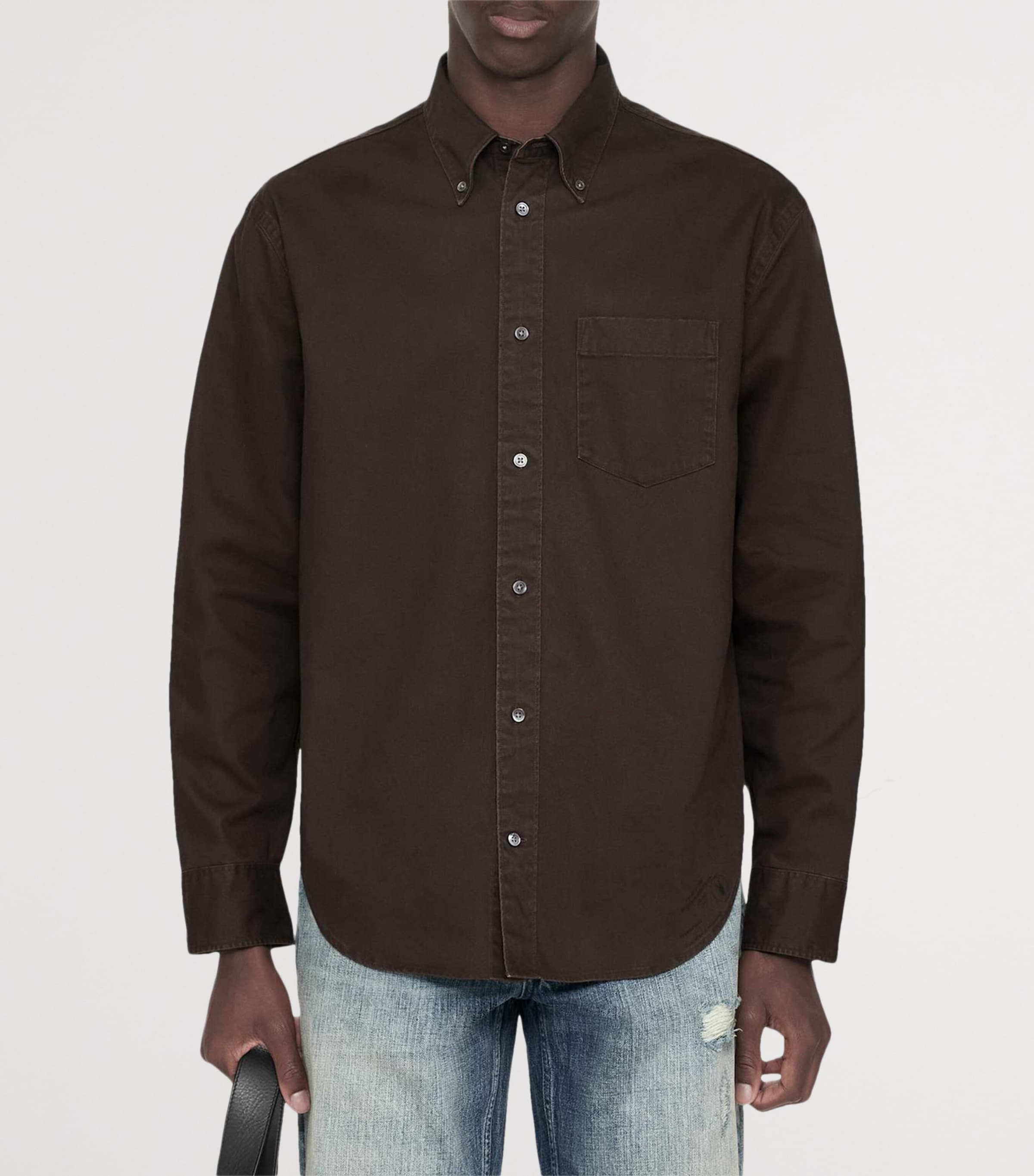 AllSaints Brown Organic Cotton Stow Oversized Shirt | Harrods UK