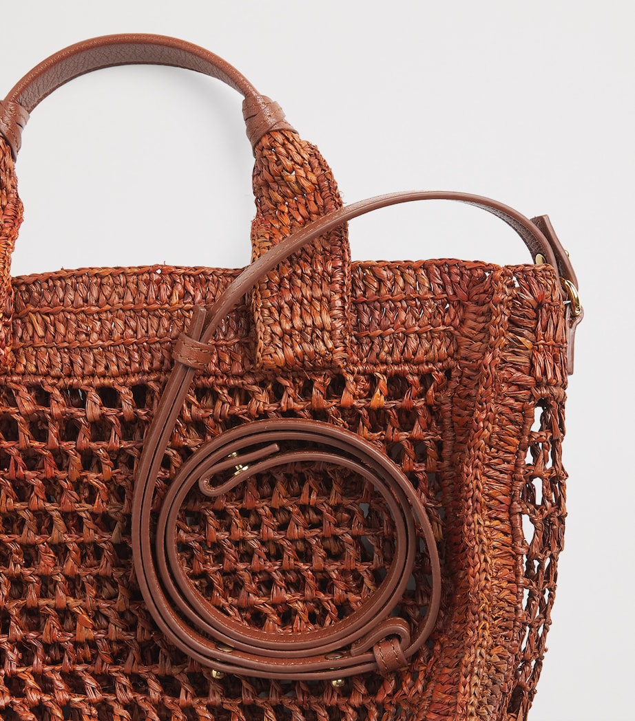 Chloé Small Raffia Summer Banana East-West Tote Bag Clay Brown Image 4