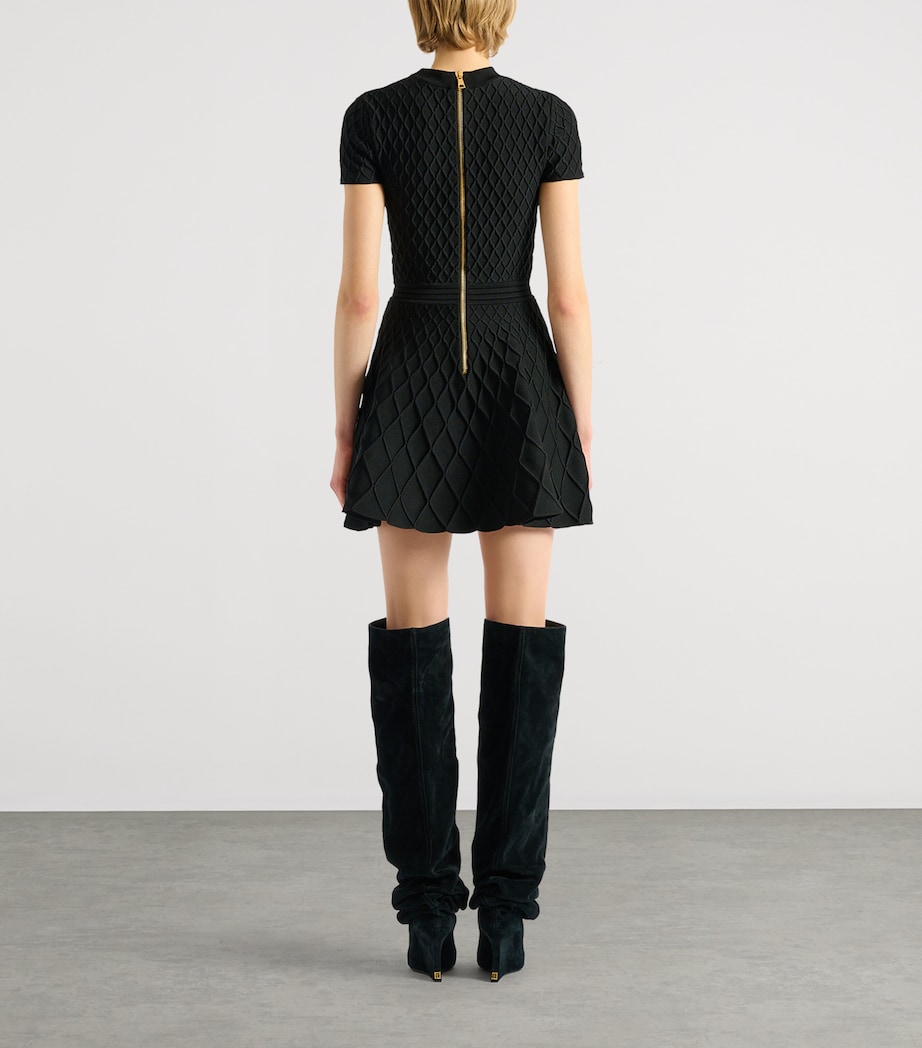 Balmain Womens Knitted Flared Mini Dress Noir Image 4
