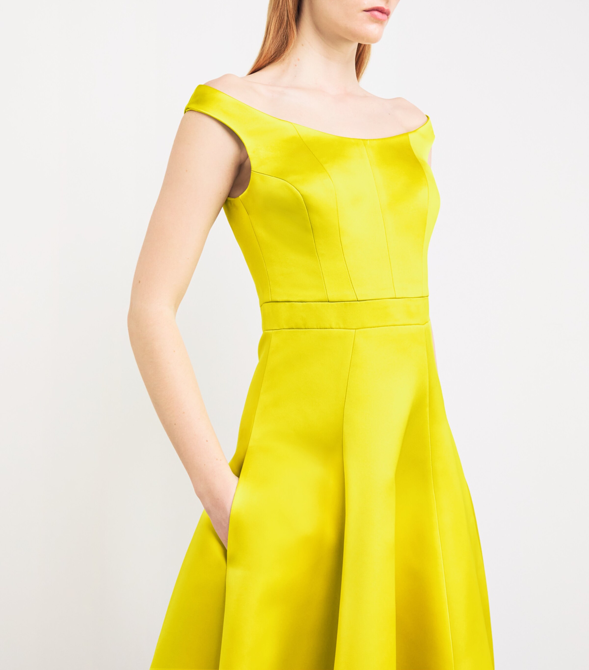 Safiyaa Womens Duchess Midi Dress Chartreuse Image 4