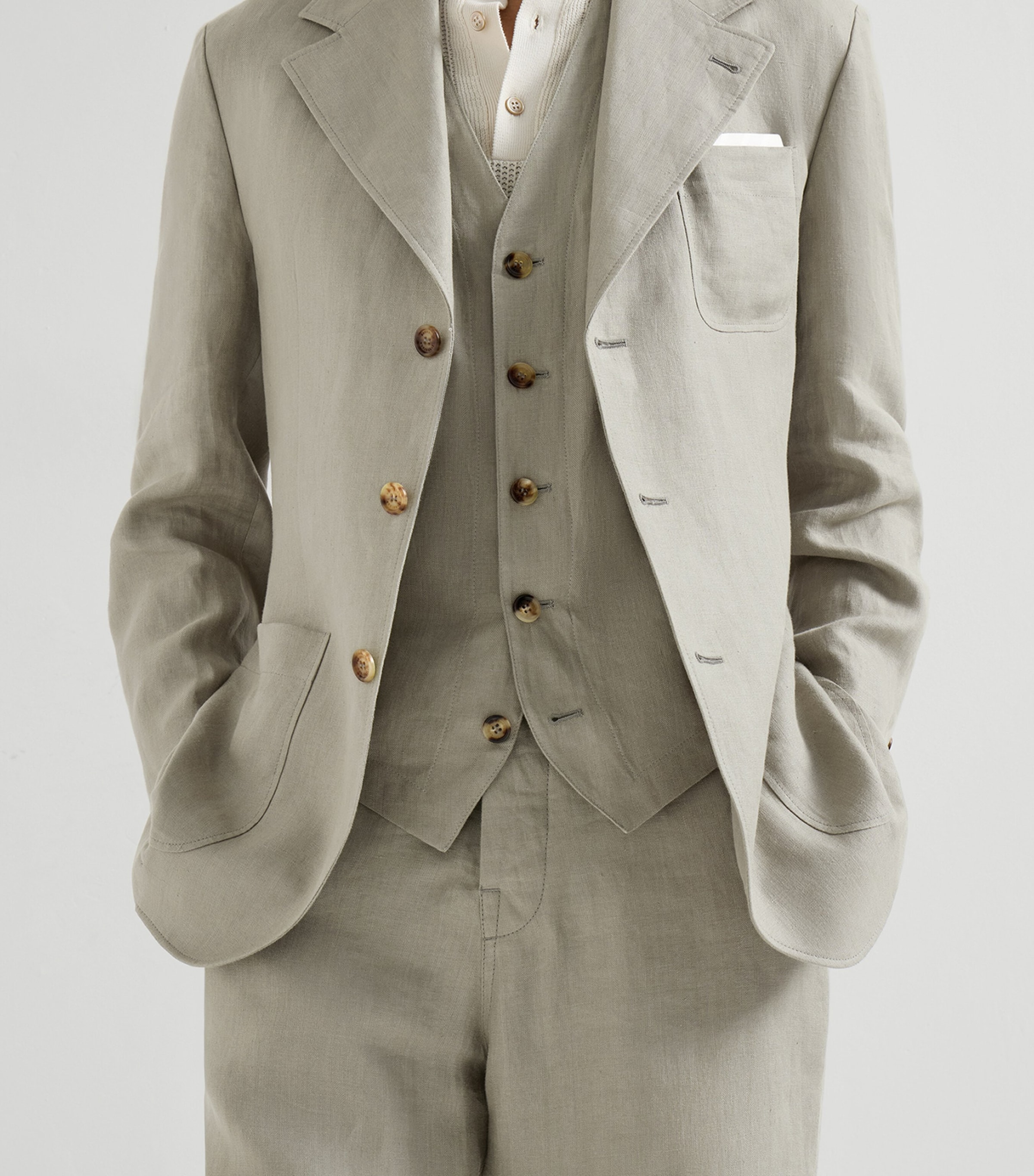 Brunello Cucinelli Mens Linen 3-Piece Suit Image 5