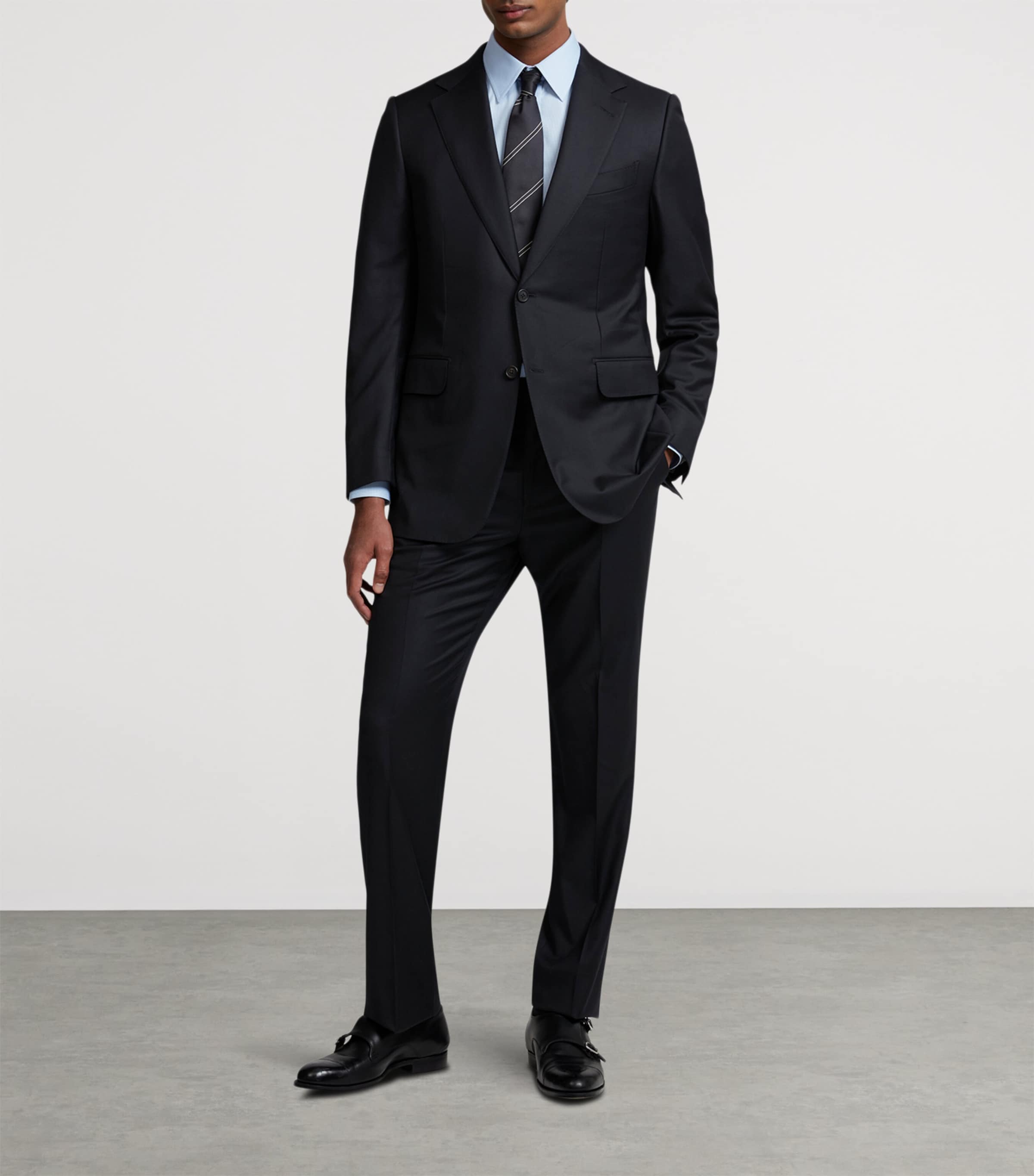 Cotton Micro Check Dress Shirt 442SKY BLUE Image 4