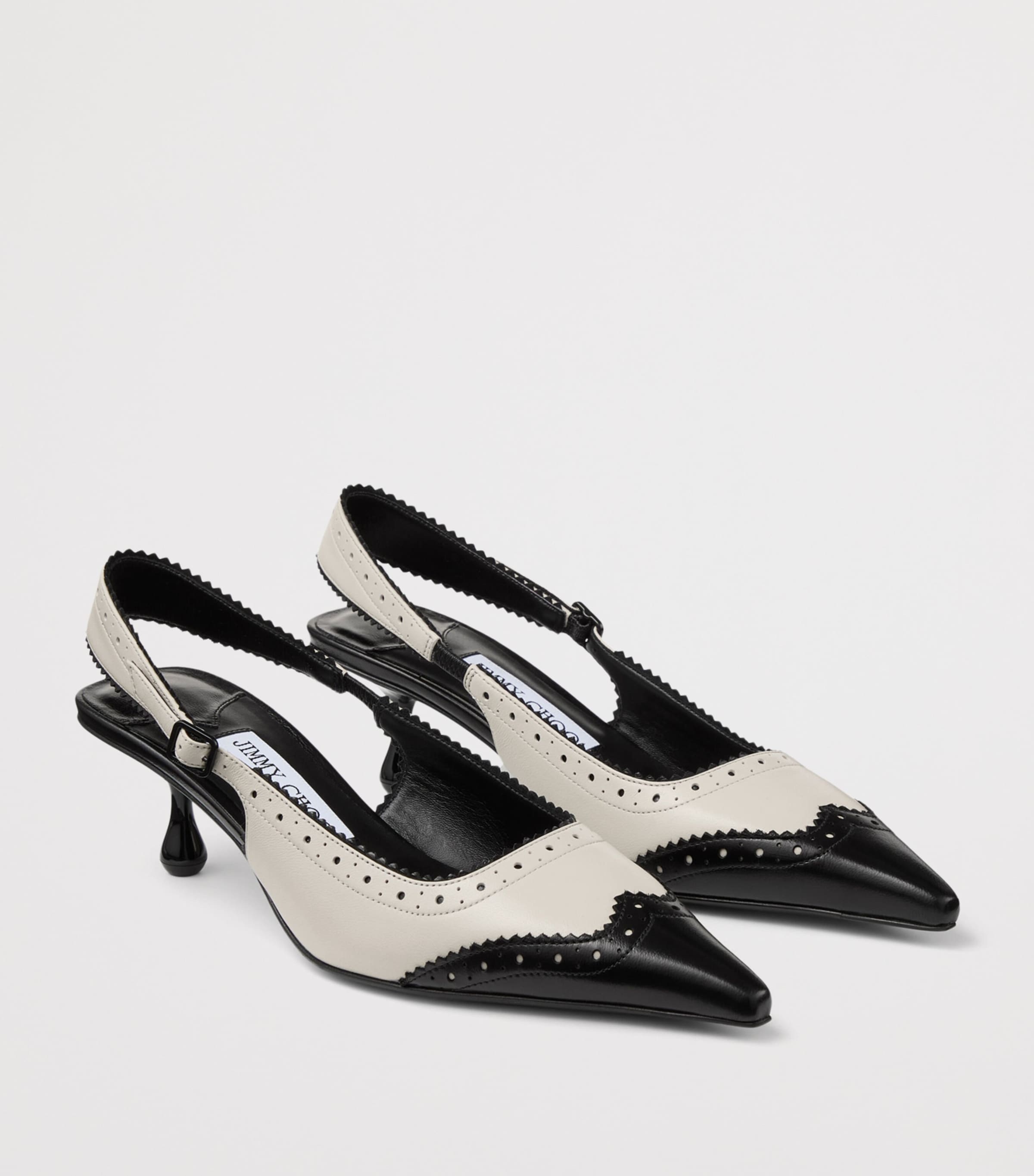 Jimmy Choo Amel 50 Leather Slingback Pumps Black/bone Image 2