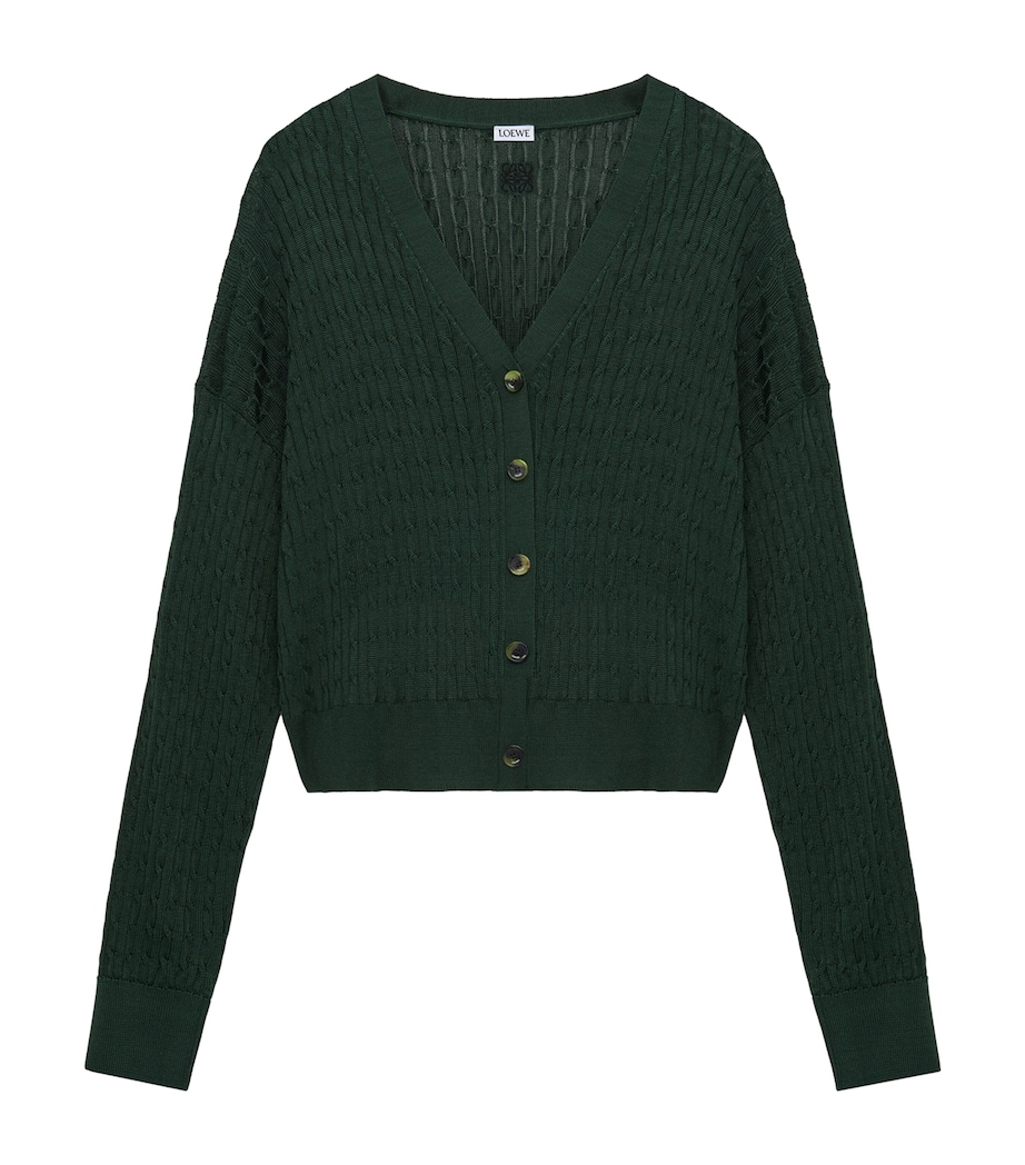 V-Neck Cardigan DARK GREEN Image 1