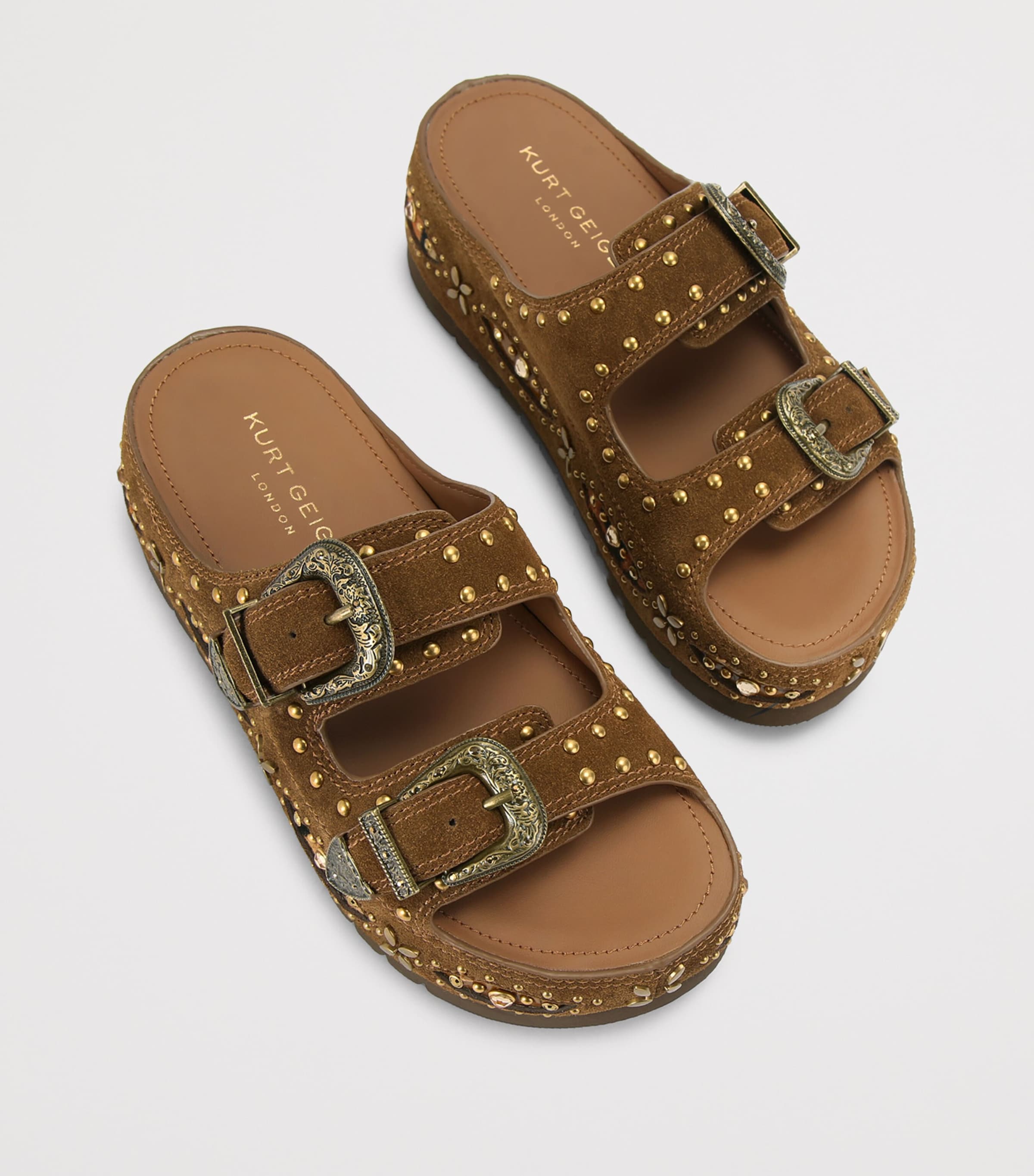 Kurt Geiger London Western Buckle Flatform Sandals Brown Image 4