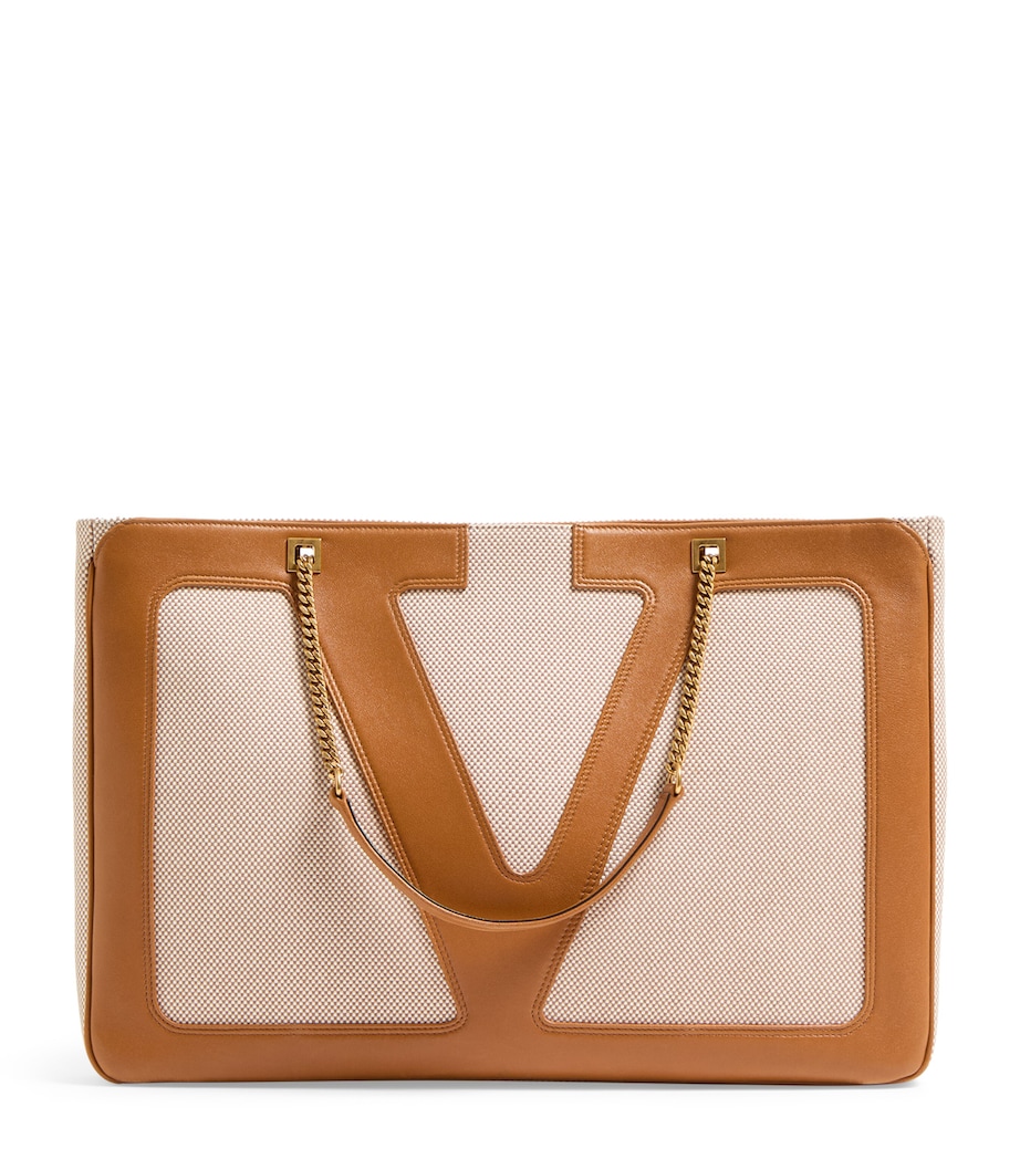Large Canvas and Leather Viva Superstar Tote Bag 9QR Image 1