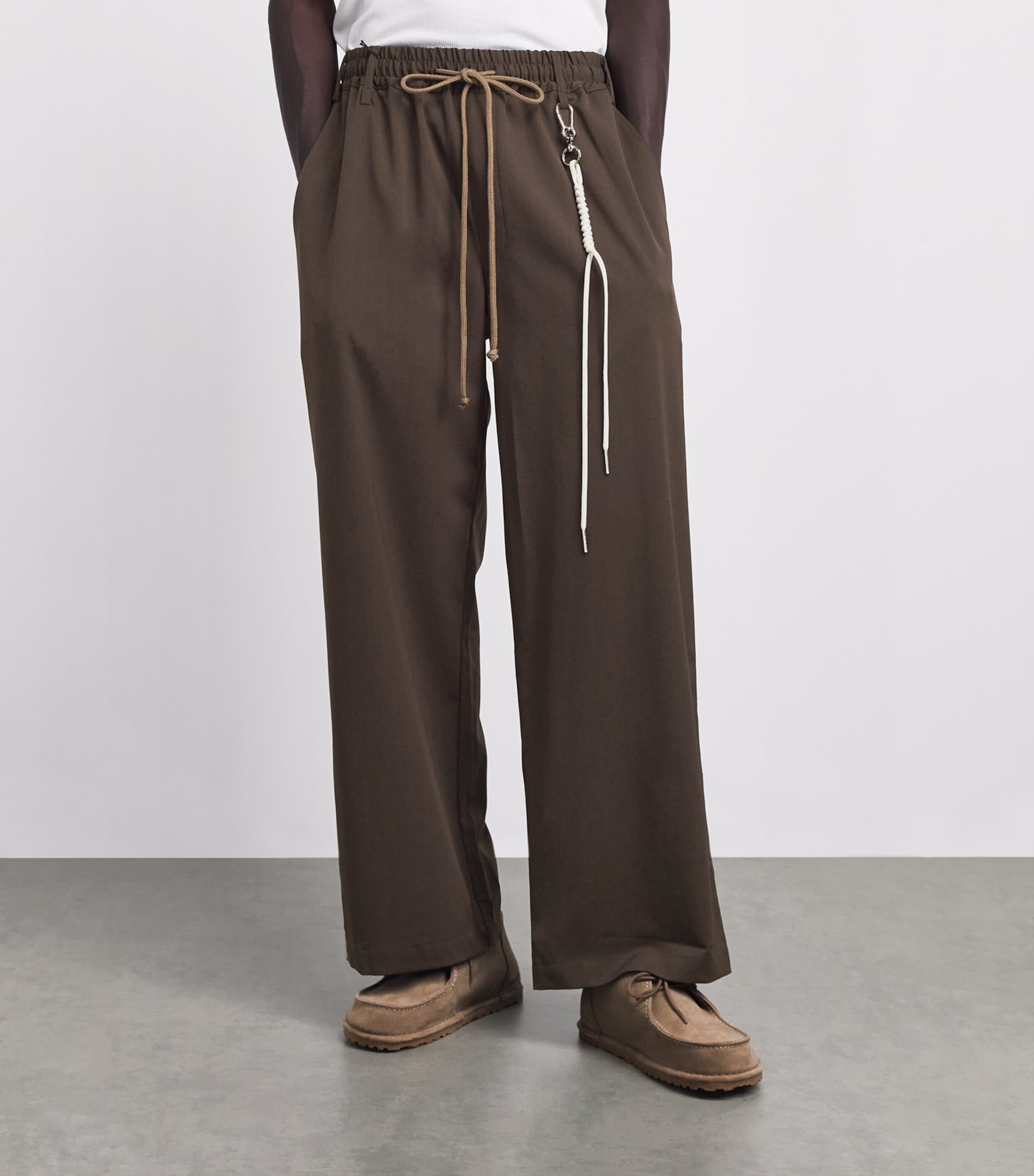 Song For The Mute Mens Wide-Leg Drawstring Trousers Brown Image 4