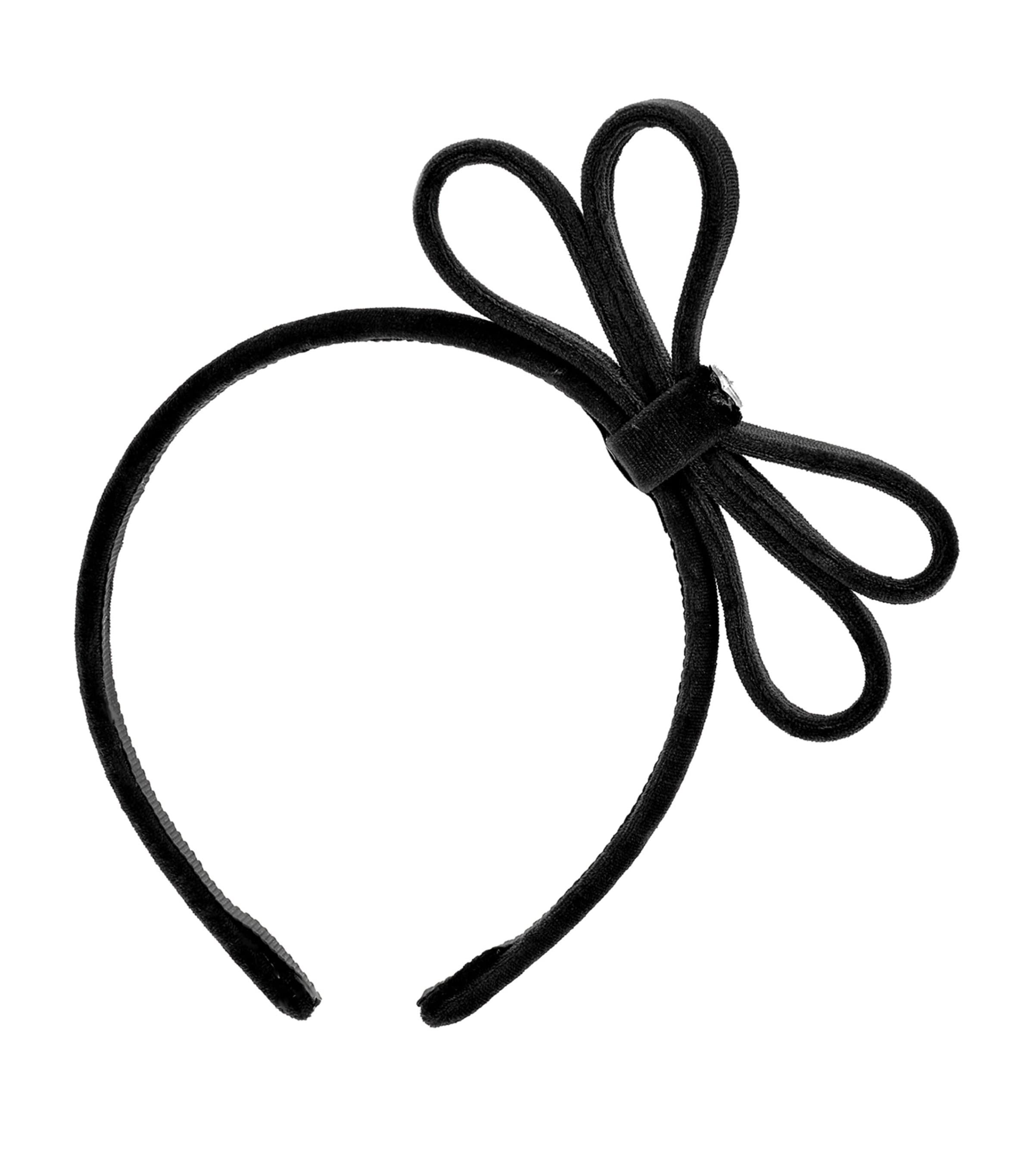 Monnalisa Kids' Velvet Double-bow Headband In Black