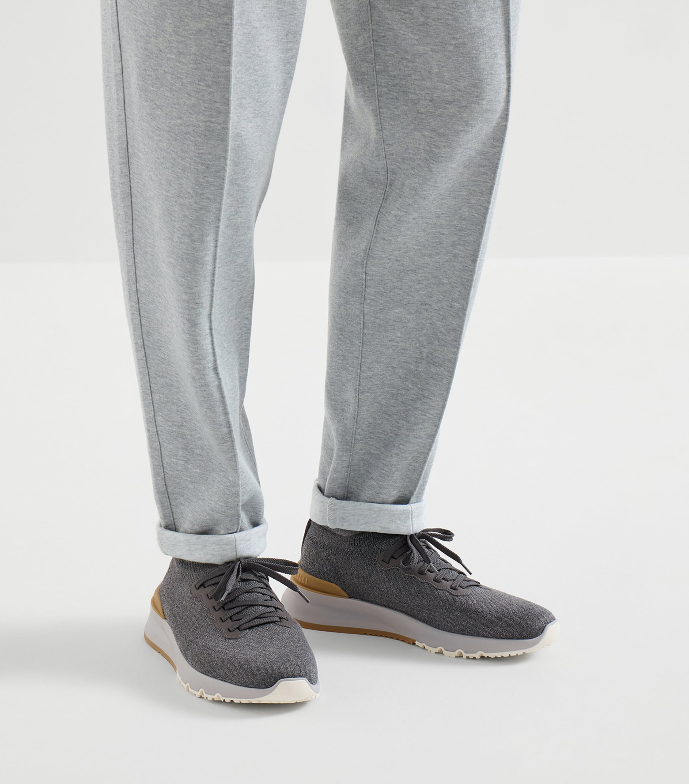 Brunello Cucinelli Chiné-Knit T-Sole Sneakers Image 4