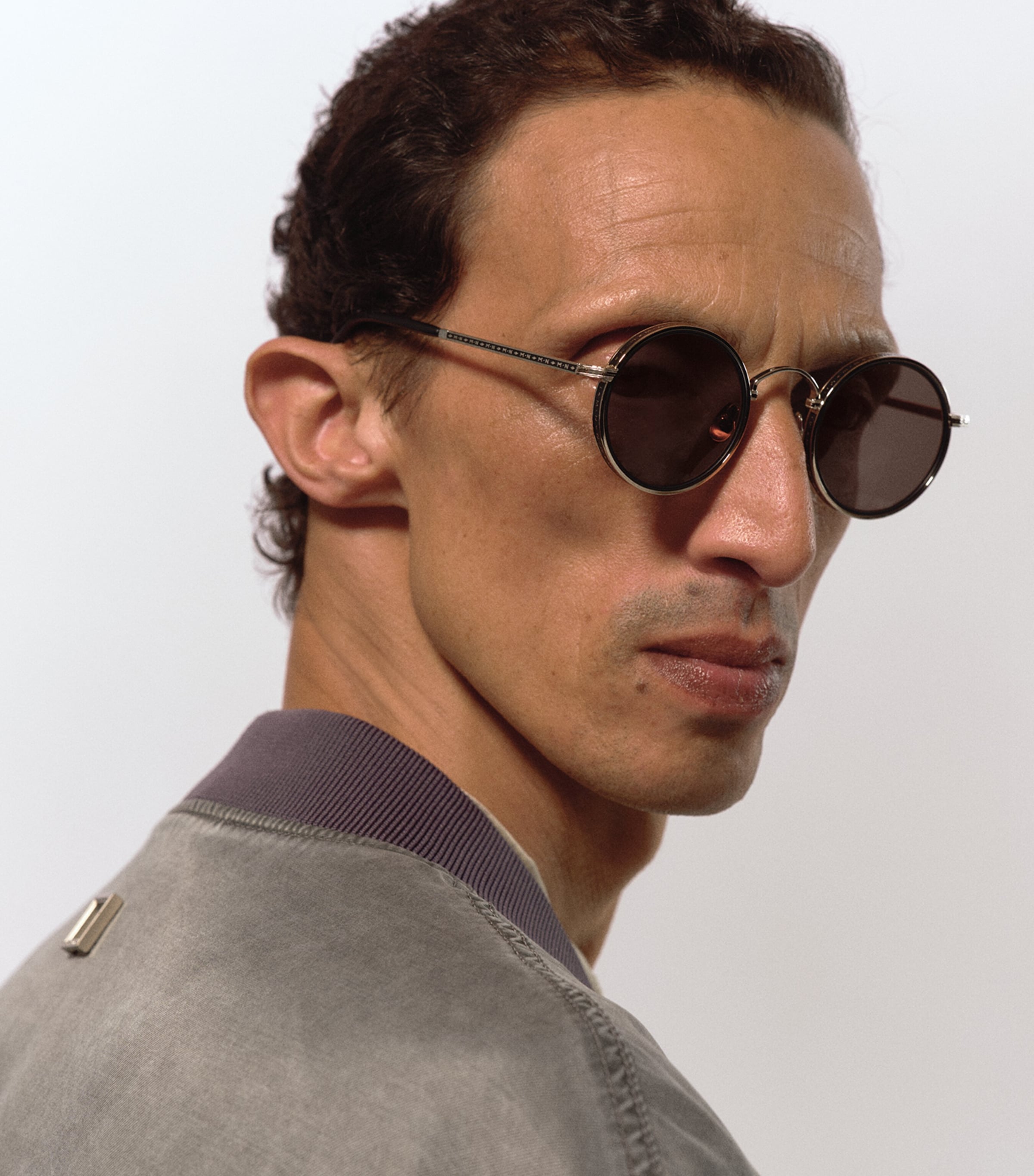 Matsuda M3100 Round Sunglasses Pldm Wht Mat Blk Gry Image 4