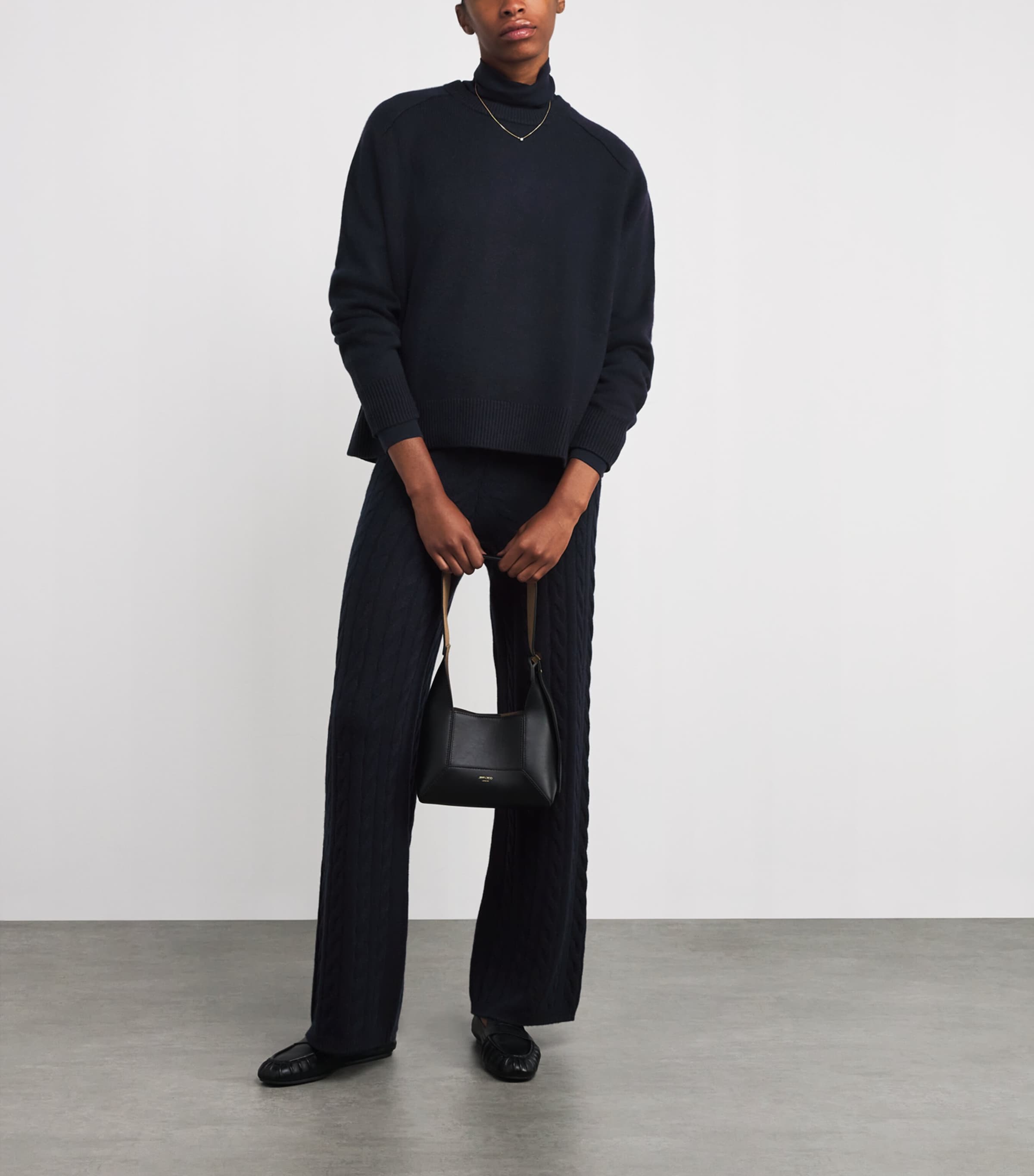 Cashmere Cable-Knit Sweatpants NAVY Image 2