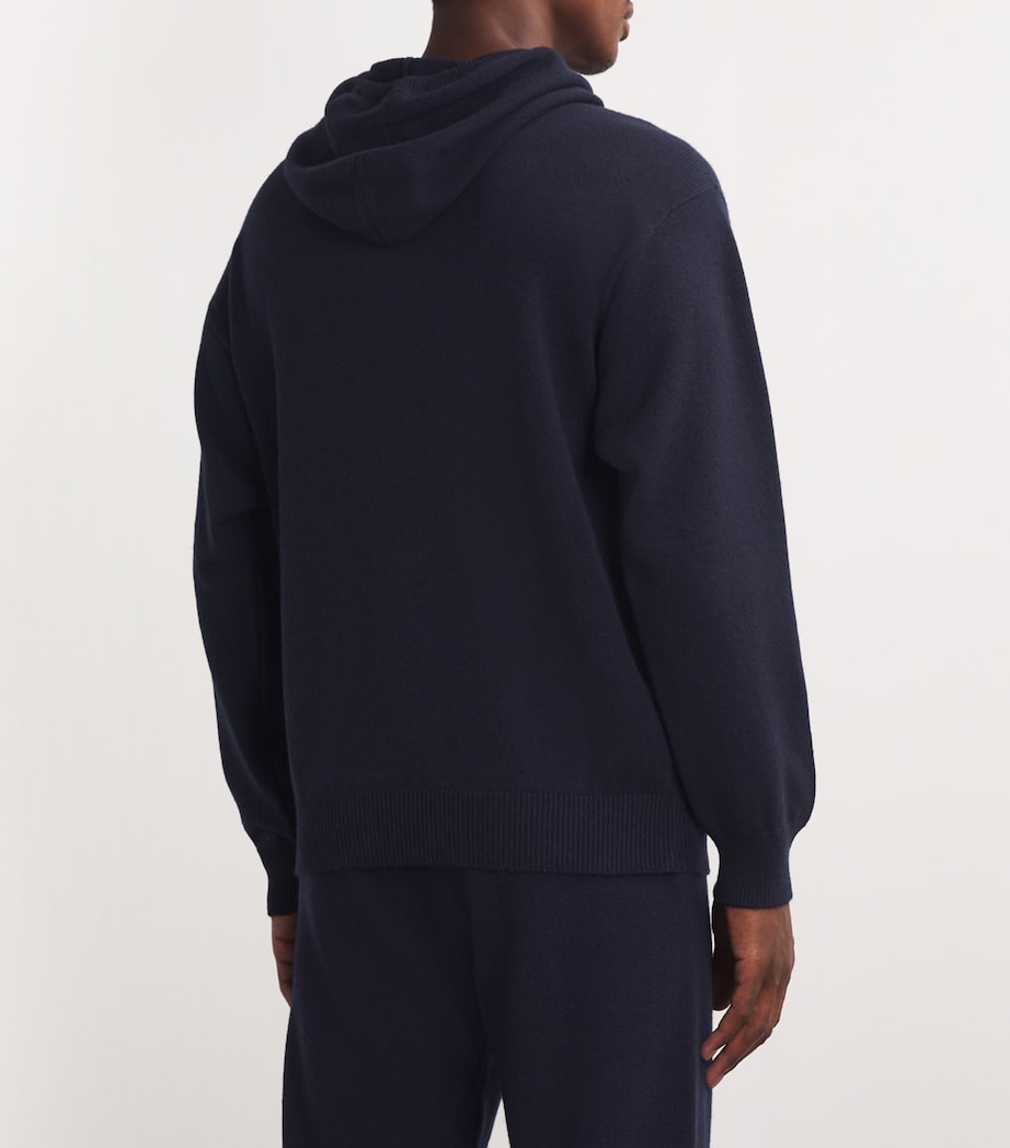 Harrods Mens Cashmere Hoodie T&d Navy Image 4