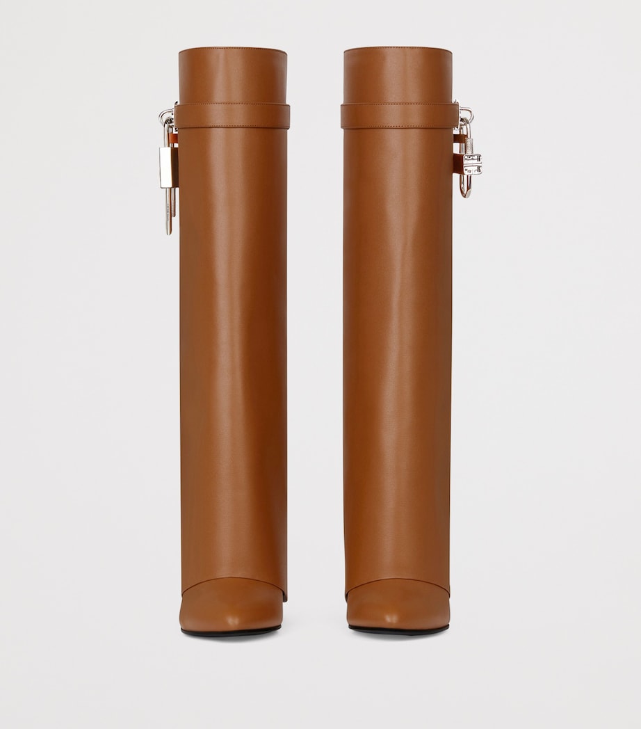 Leather Shark Lock Knee-High Boots 90 MID BROWN Image 2