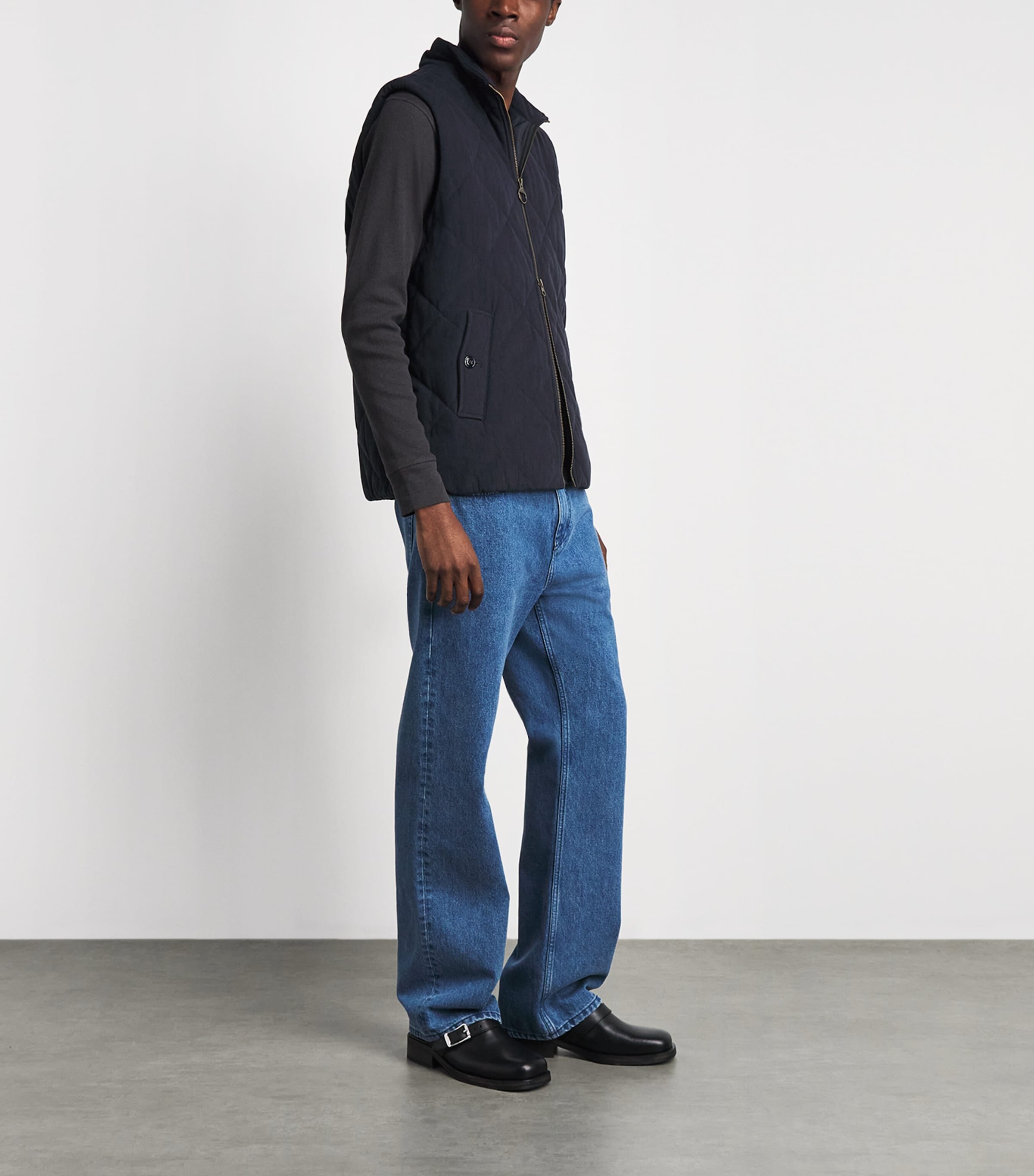 Barbour Mens Quilted Corden Gilet Dark Navy Image 2