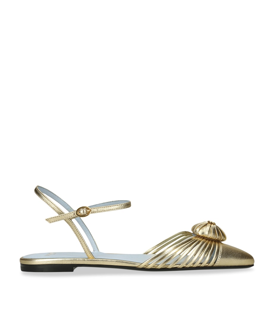 Leather Royal VLogo Metallic Leather Flat Sandals GOLD Image 1