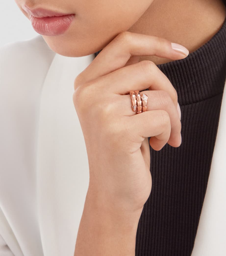 Rose Gold and Diamond Serpenti Viper Ring PINK GOLD Image 6