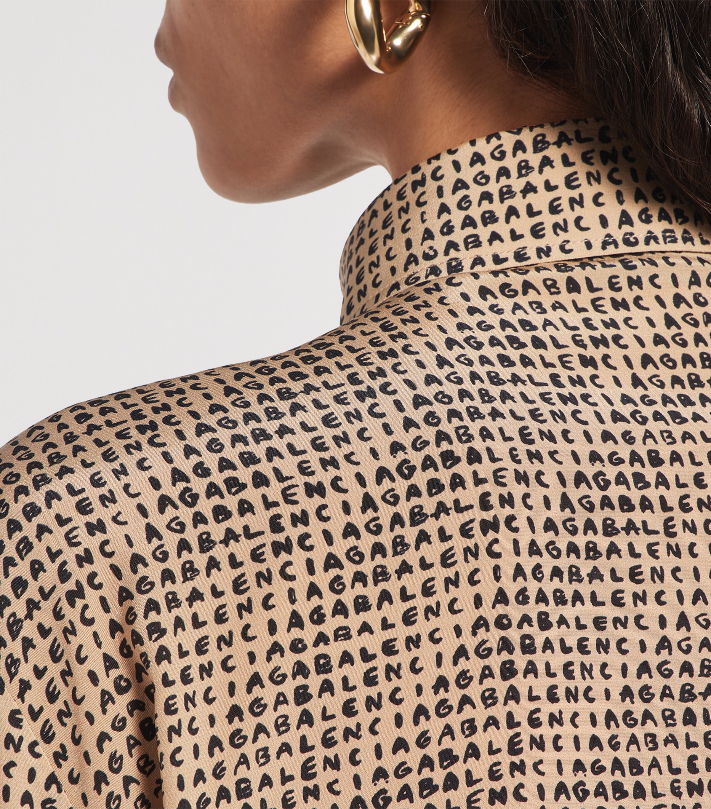 Balenciaga Womens Silk Logo Print Shirt Image 6