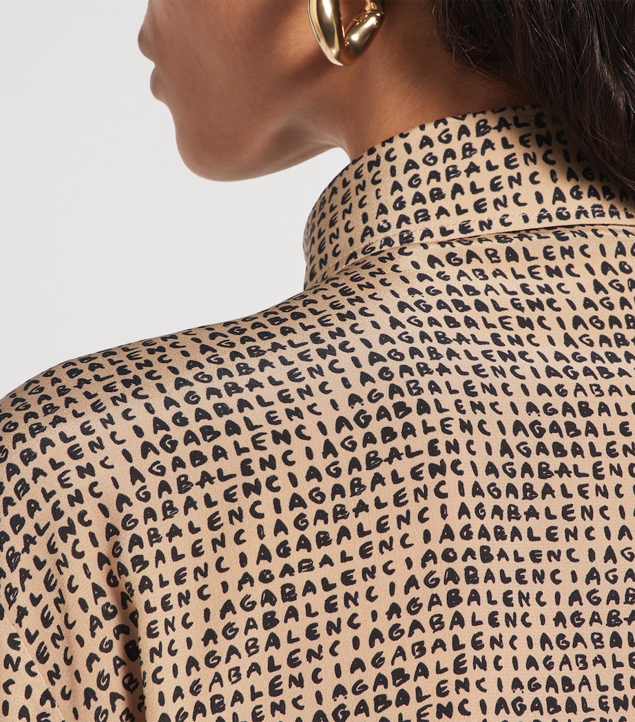 Balenciaga Womens Silk Logo Print Shirt Image 6
