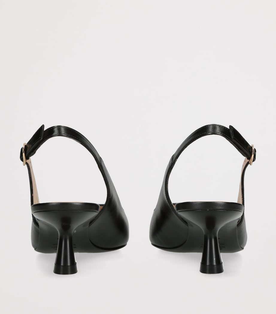 Leather Stuart Sculpt Slingback Pumps 50 BLACK Image 3