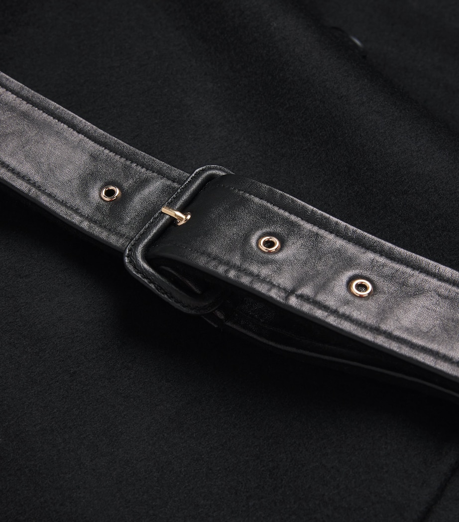 Wool Double-Breasted Coat BLACK Image 5