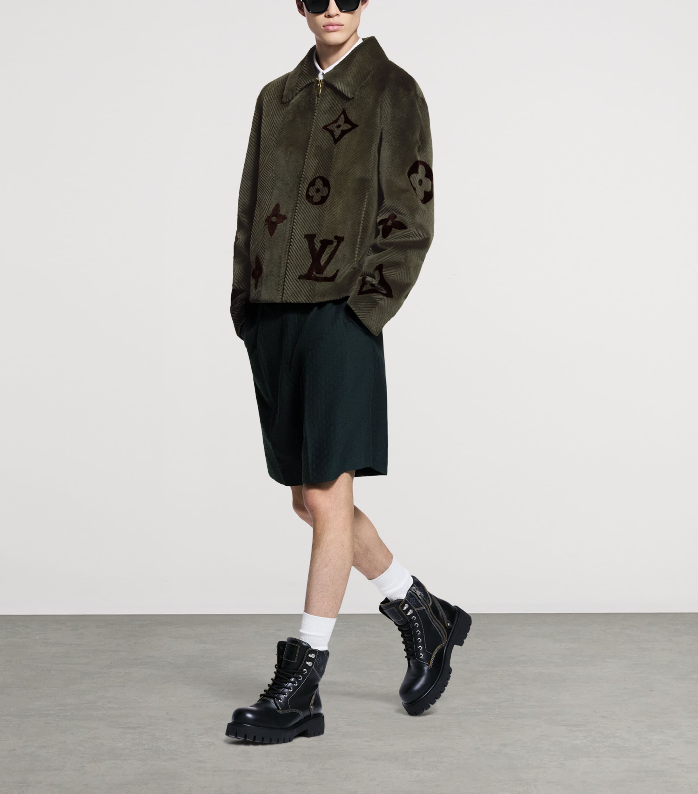 Leather Remix Combat Boots BLACK Image 7