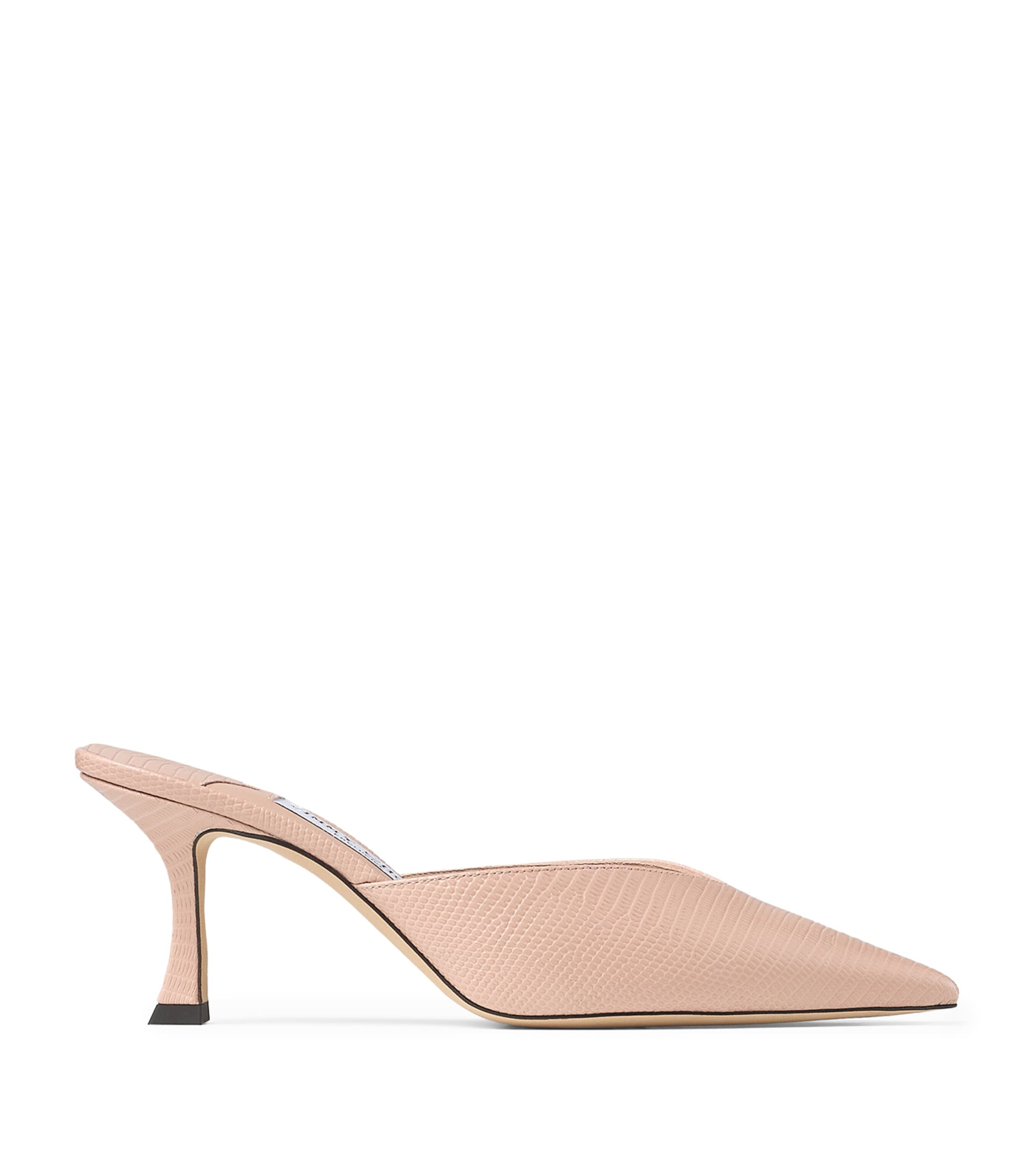 Jimmy Choo Solar 70 Lizard Print Leather Mules In Nude