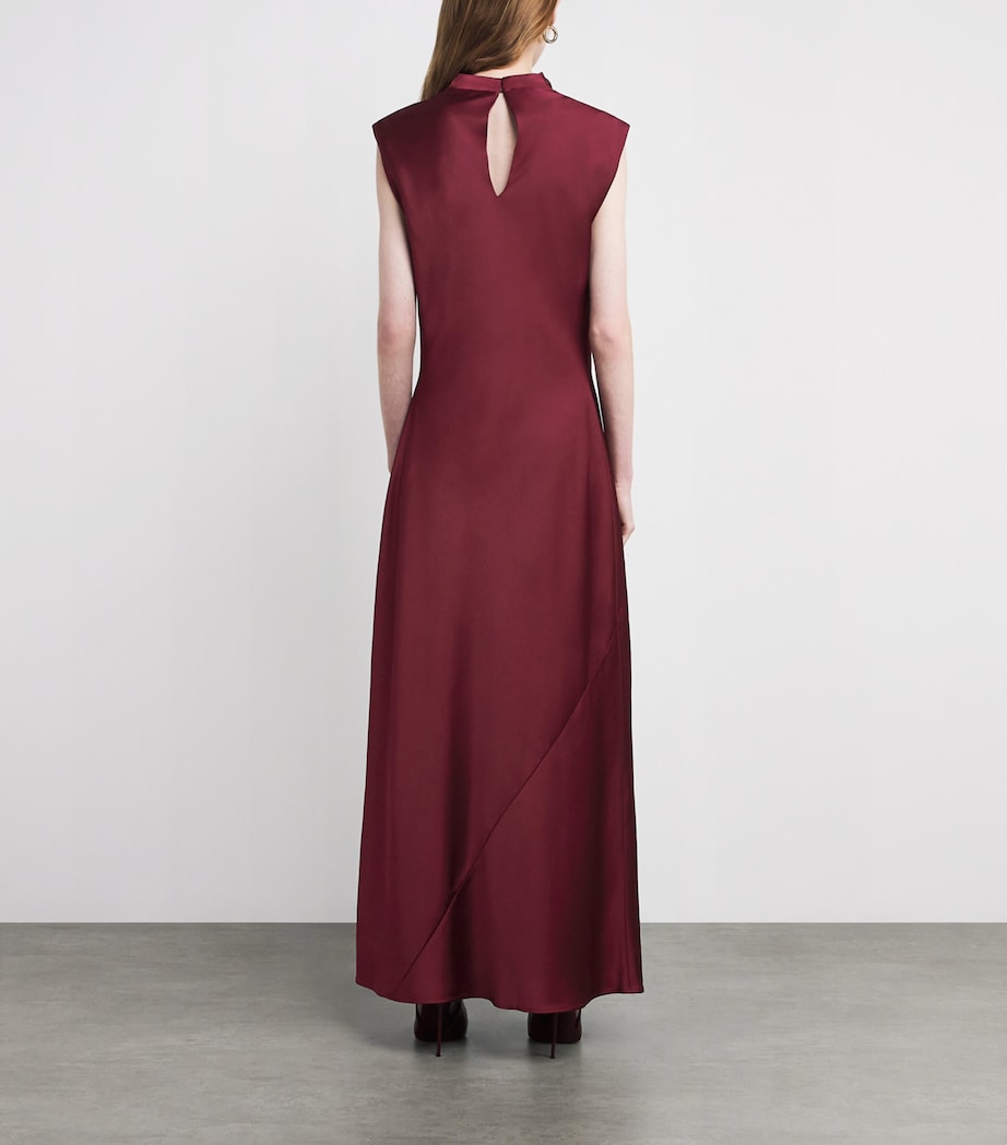 Satin Draped Maxi Dress DEEP RUBY RED Image 3