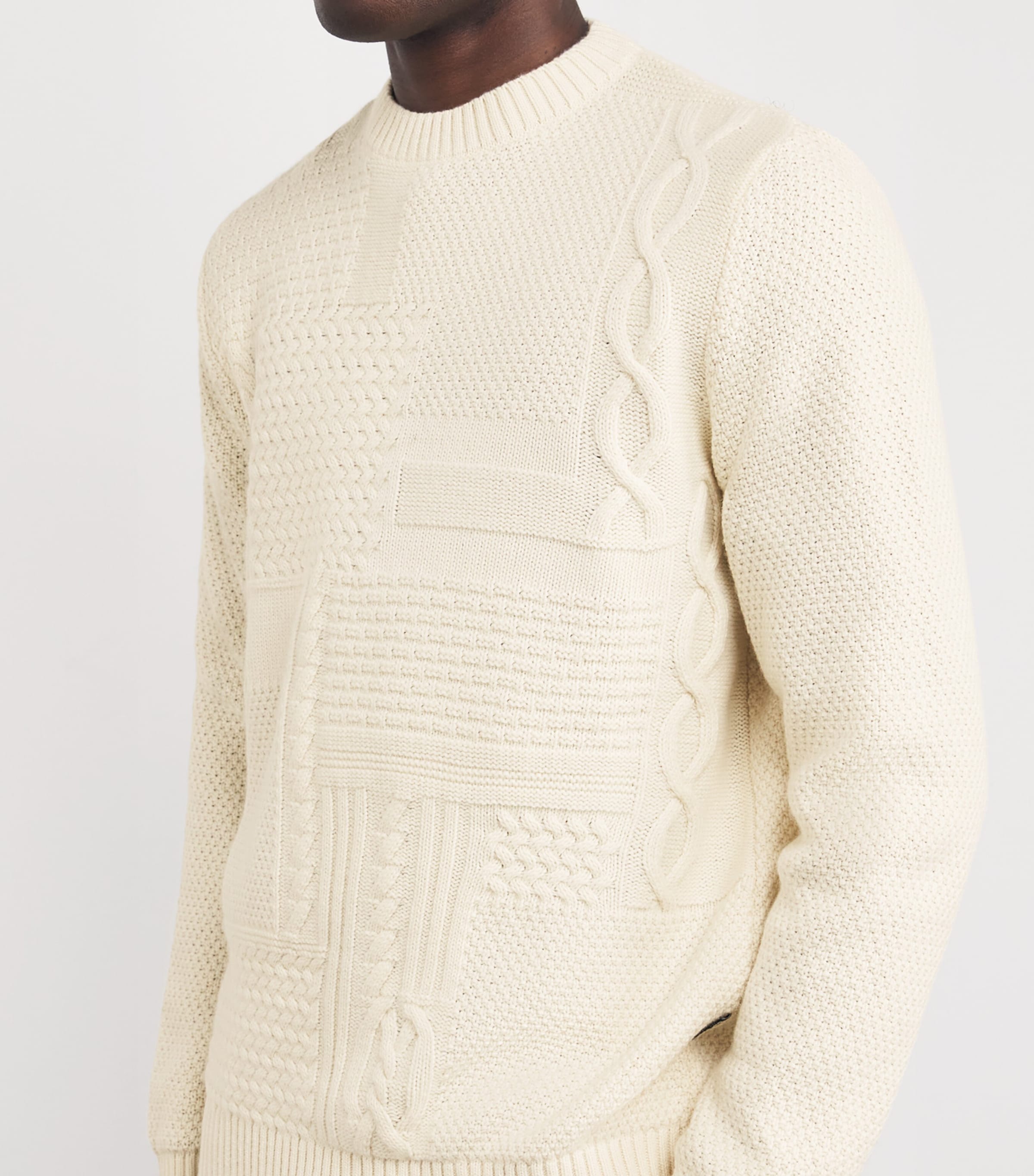 Wool-Cotton Cable-Knit Casey Sweater WHISPER WHITE Image 6