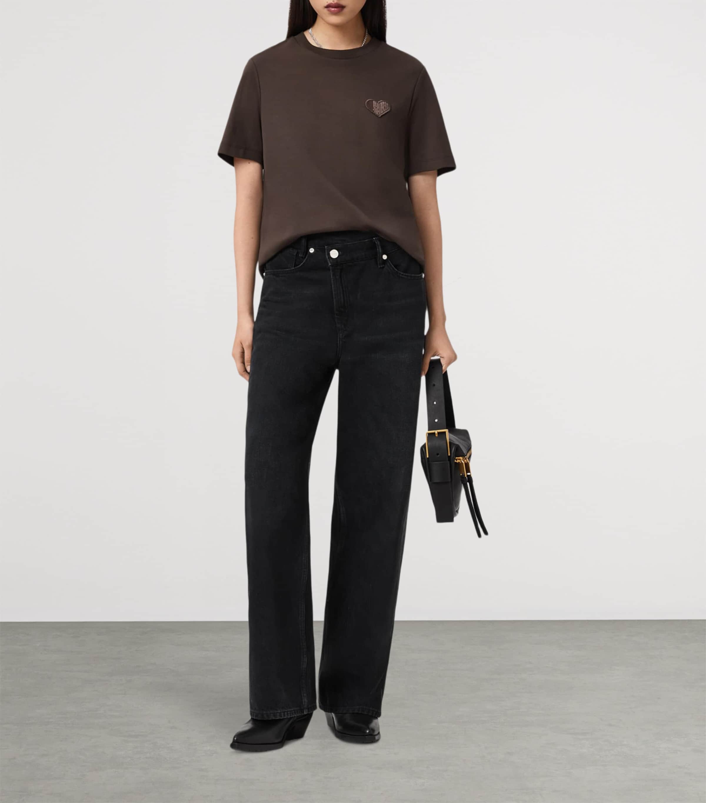 AllSaints Womens Organic Cotton Lover T-Shirt Bottle Brown Image 5